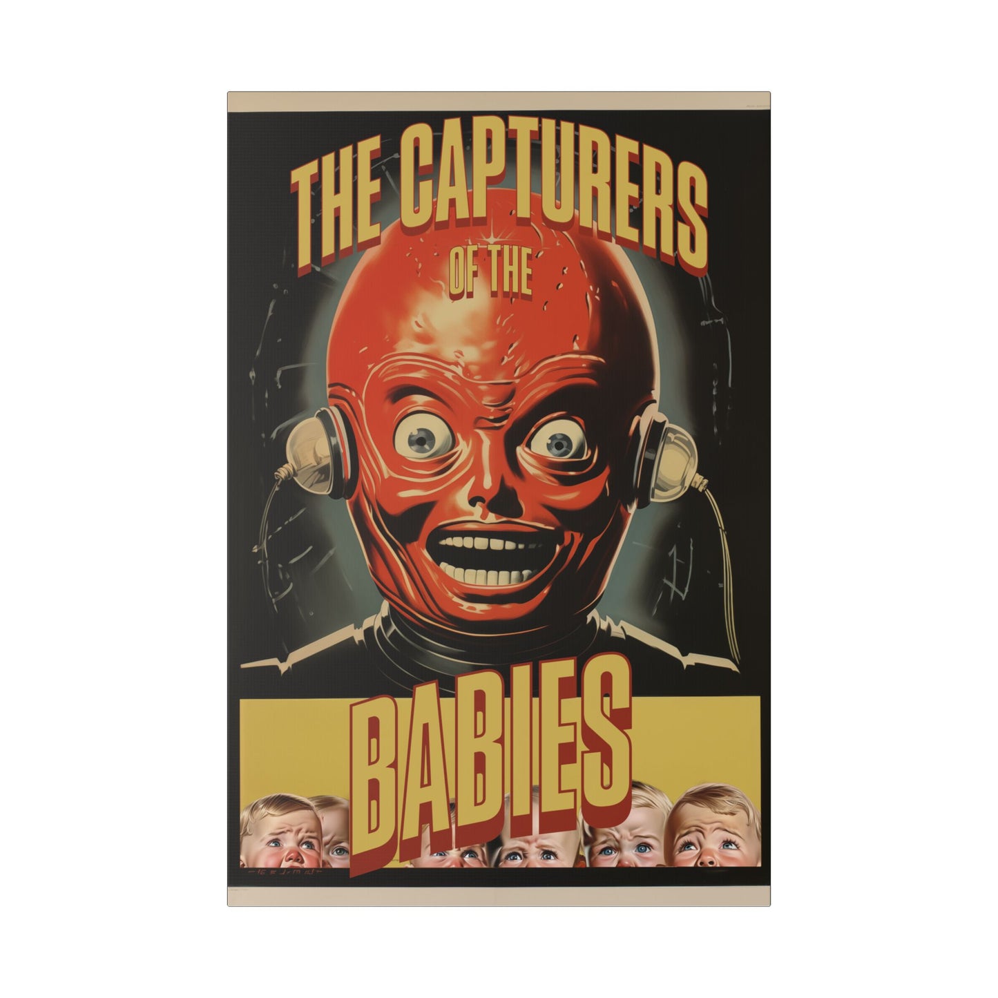 "The Capturers of the Babies - Vintage Sci-Fi Wall Art on Classic Stretched Canvas"