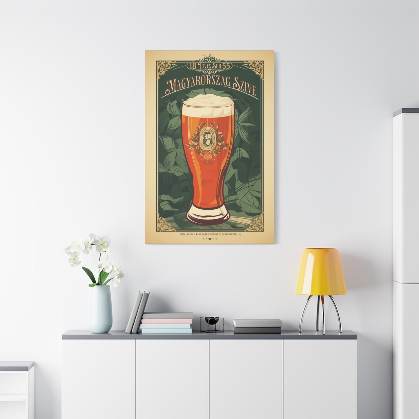 "Vintage Hungarian Beer Poster - Magyarország Szíve Frameless Stretched Matte Canvas" Matte Canvas, Stretched, 1.25"