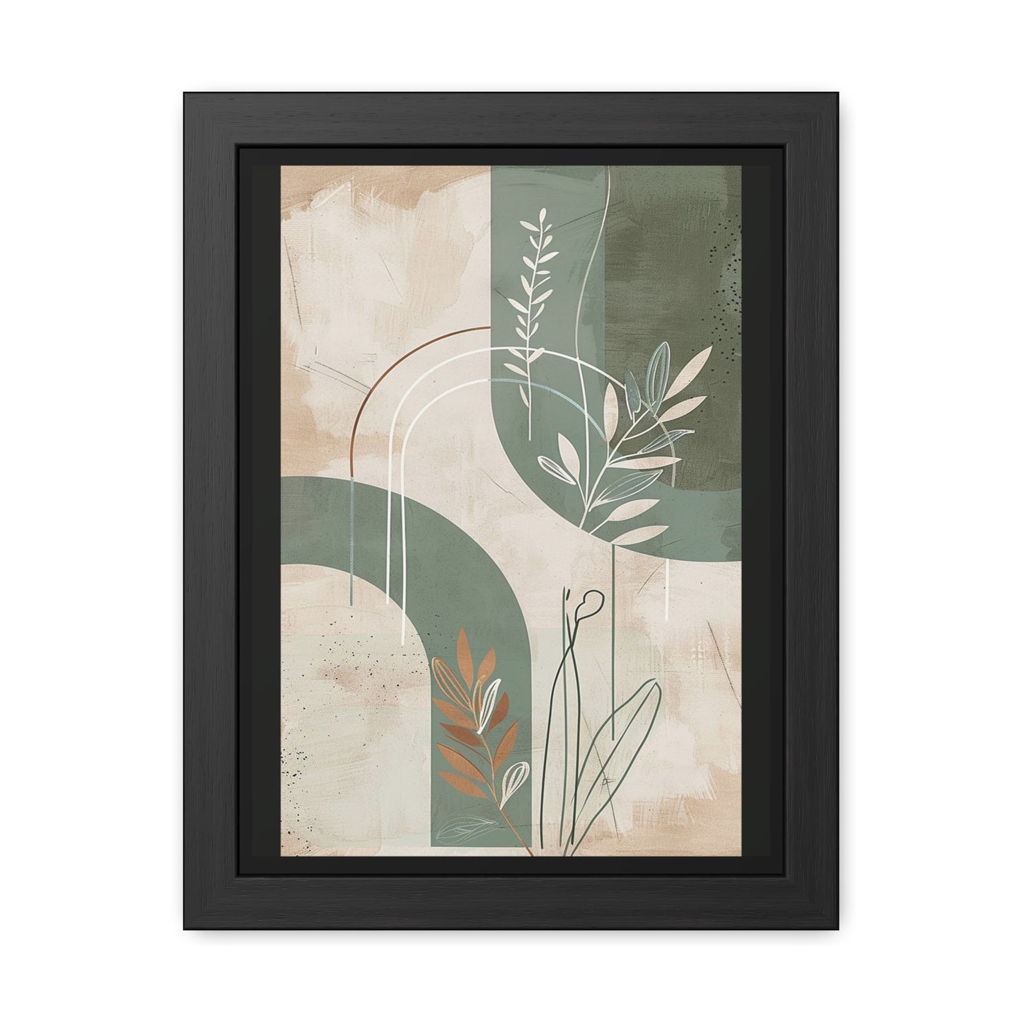 Modern Abstract Framed Poster | Minimalist Wall Art Print, Retro Botanical Design for Living Room & Office Décor