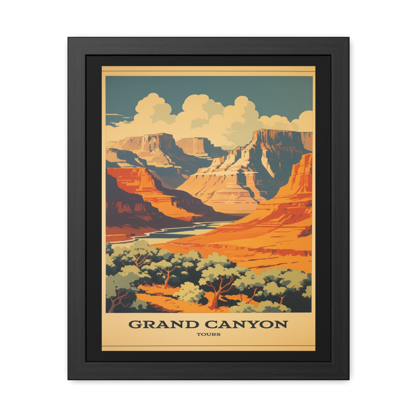 Vintage Grand Canyon Poster - Iconic Canyon Landscape Retro Travel Art Framed Posters