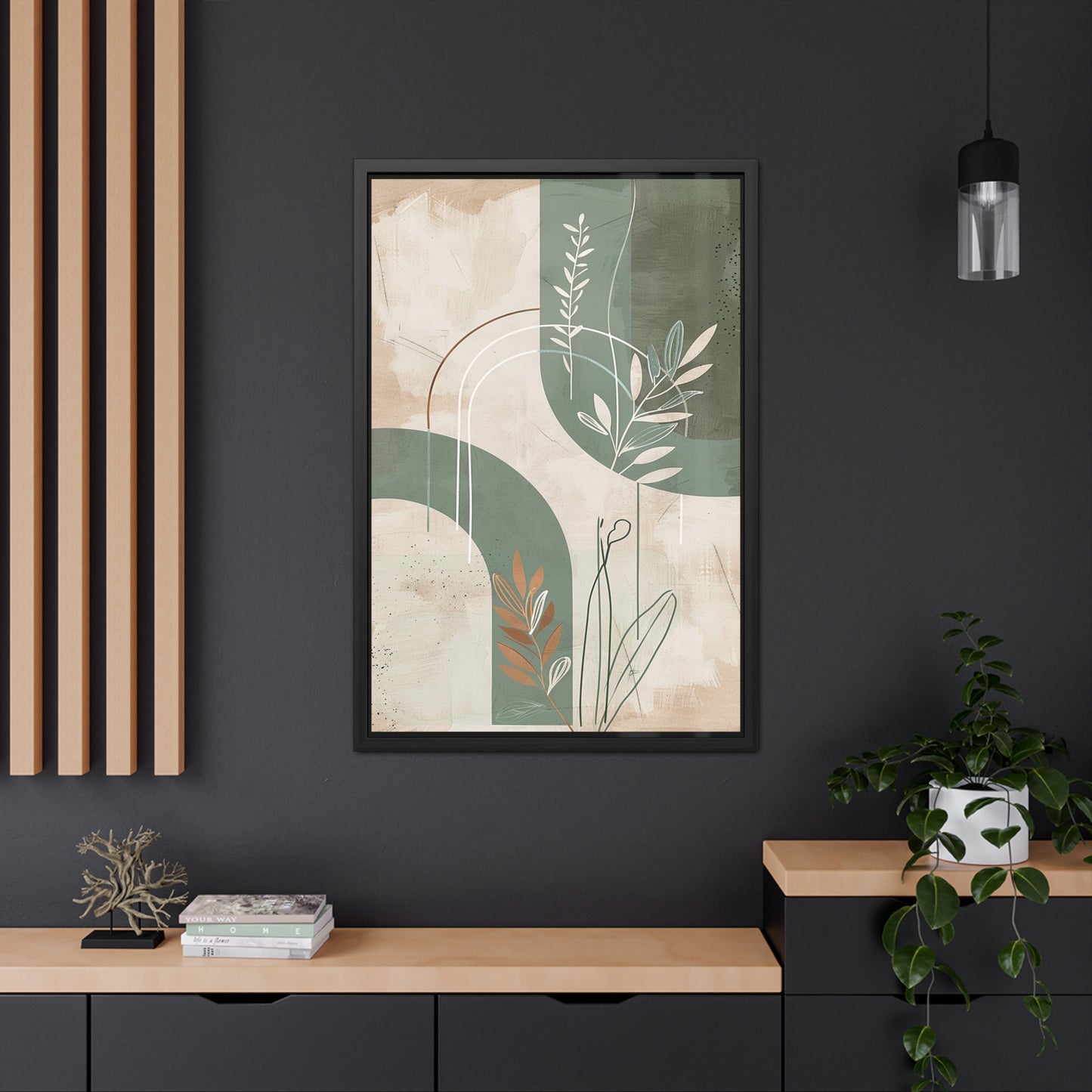 Modern Abstract Framed Poster | Minimalist Wall Art Print, Retro Botanical Design for Living Room & Office Décor