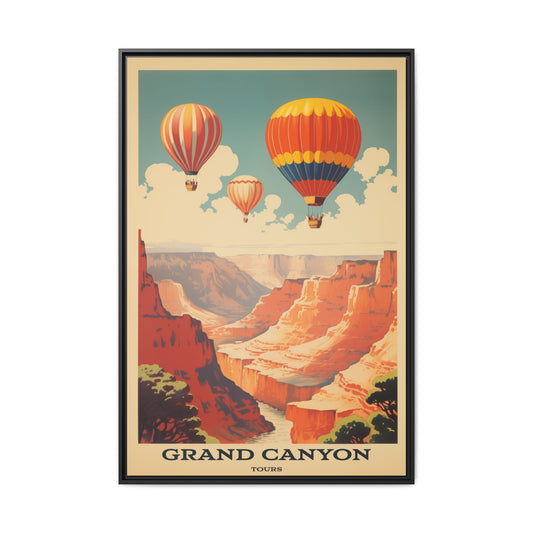 "Vintage Grand Canyon Balloon Tours Poster - Matte Canvas Wall Art with Black Frame" Matte Canvas, Black Frame