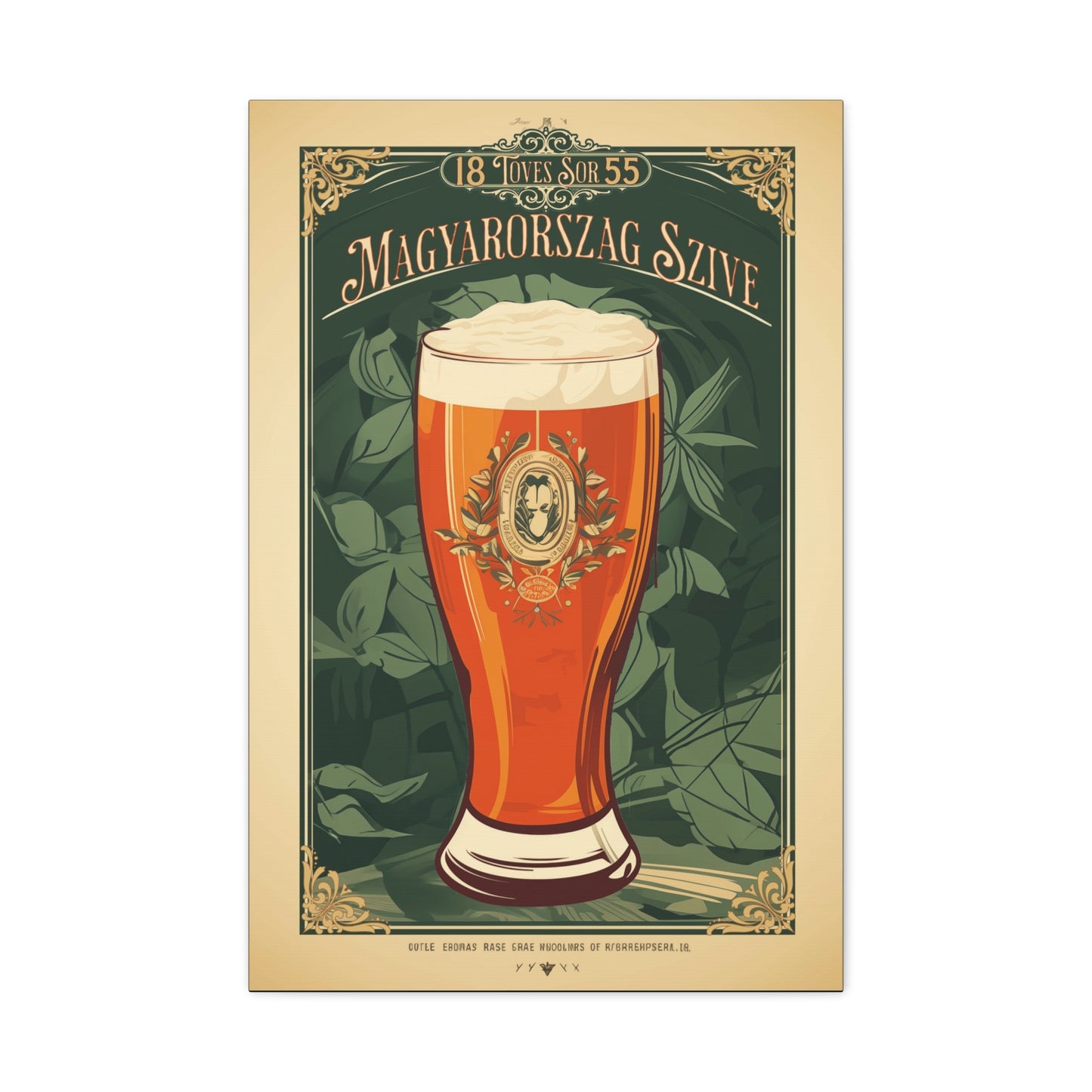 "Vintage Hungarian Beer Poster - Magyarország Szíve Frameless Stretched Matte Canvas" Matte Canvas, Stretched, 1.25"