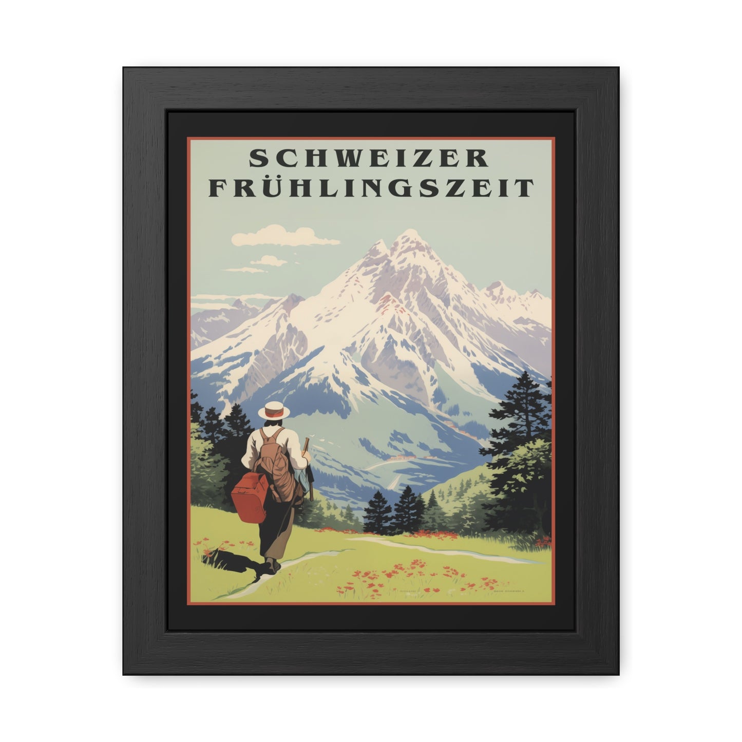 Vintage Swiss Travel Poster - 'Schweizer Frühlingszeit' (Swiss Springtime) Scenic Artwork Framed Posters