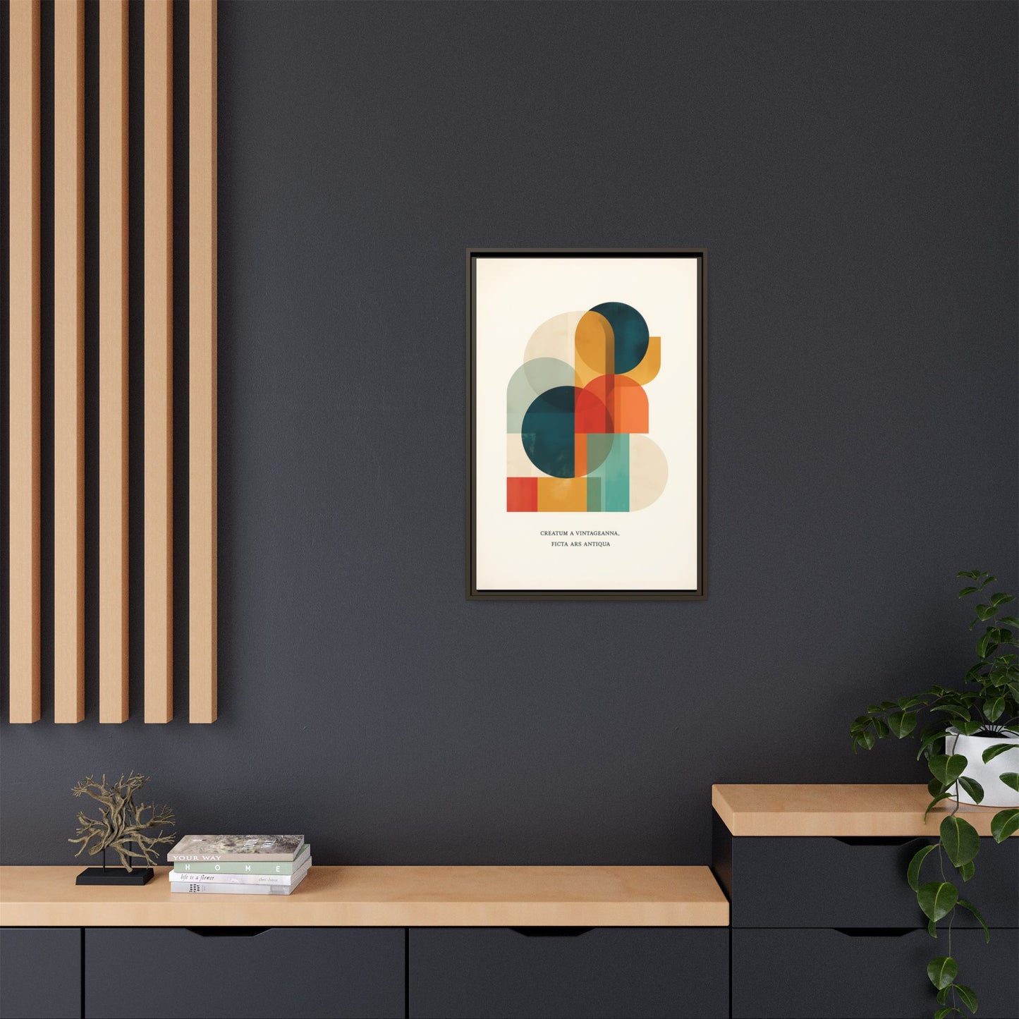 Creative Vision Framed Abstract Canvas Wall Art — Mid-Century Modern Geometric Design | Vintageanna
