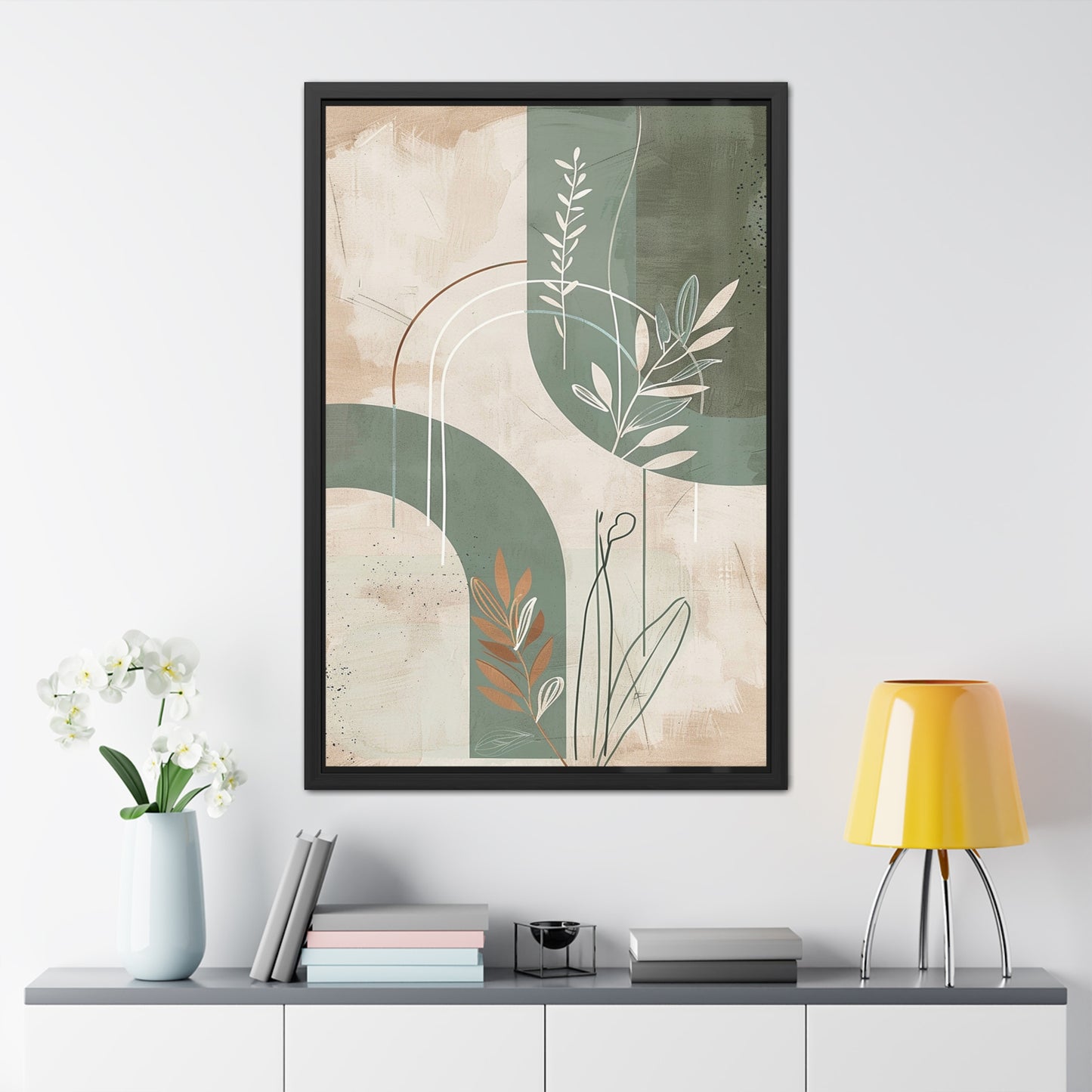 Modern Abstract Framed Poster | Minimalist Wall Art Print, Retro Botanical Design for Living Room & Office Décor