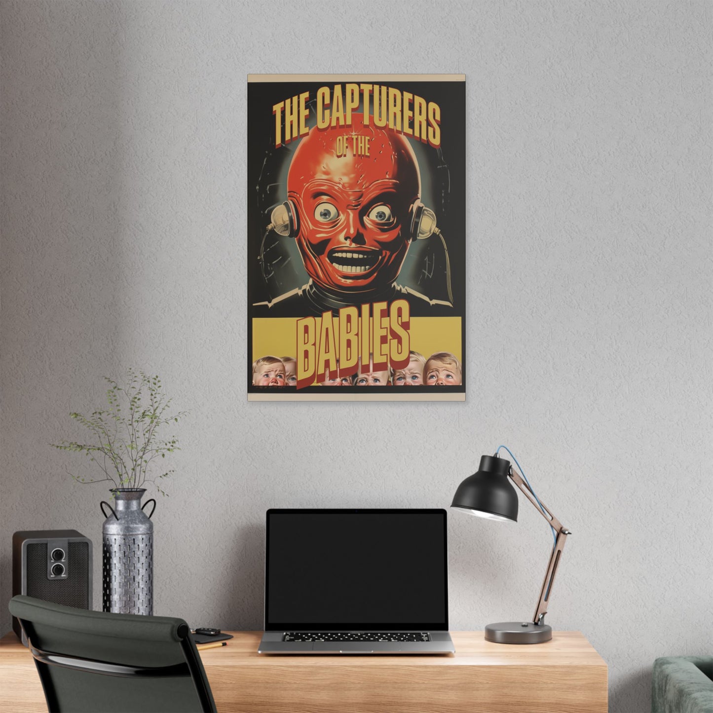 "The Capturers of the Babies - Vintage Sci-Fi Wall Art on Classic Stretched Canvas"