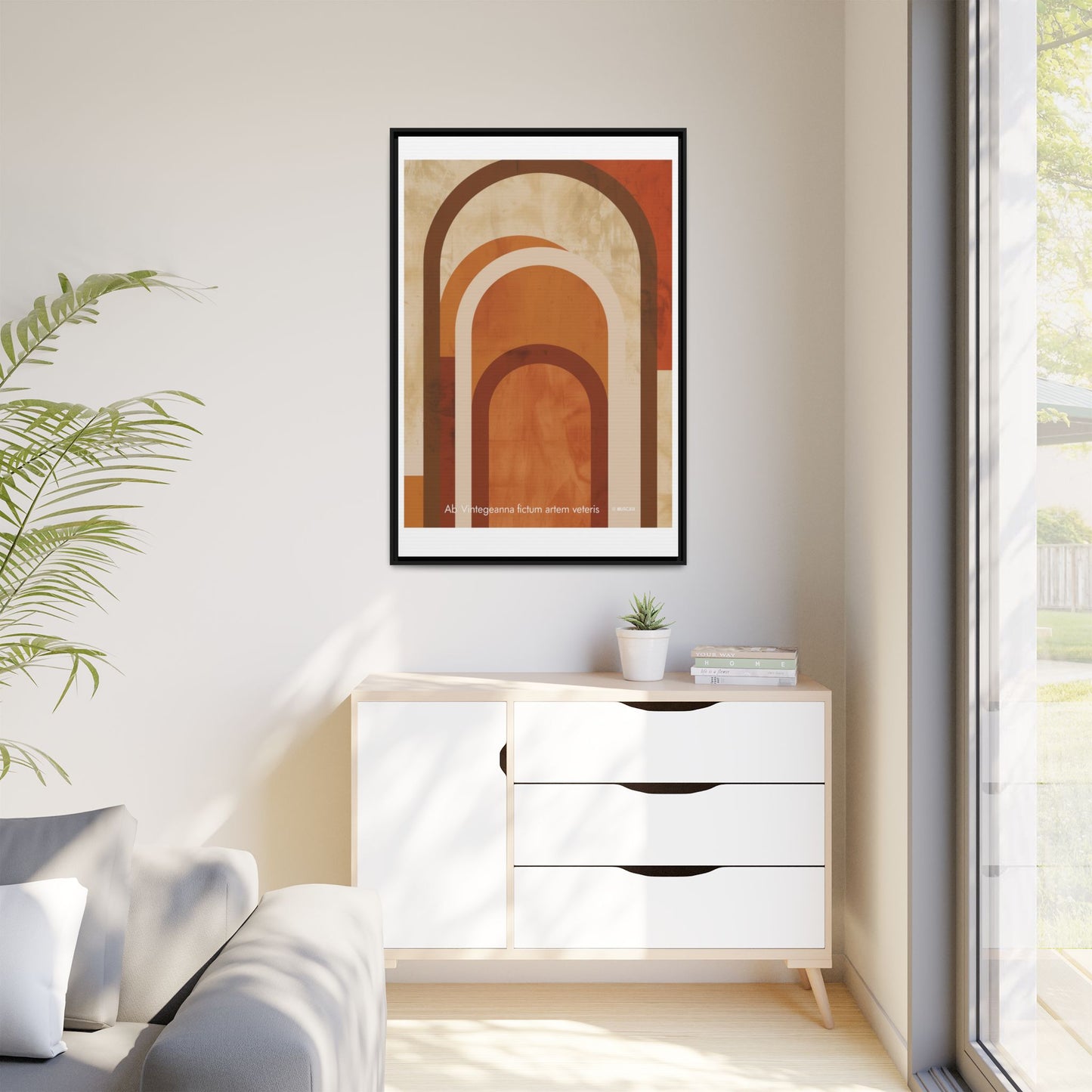 Abstract Arch Framed Canvas Wall Art — Mid-Century Modern Minimalist Decor | Vintageanna