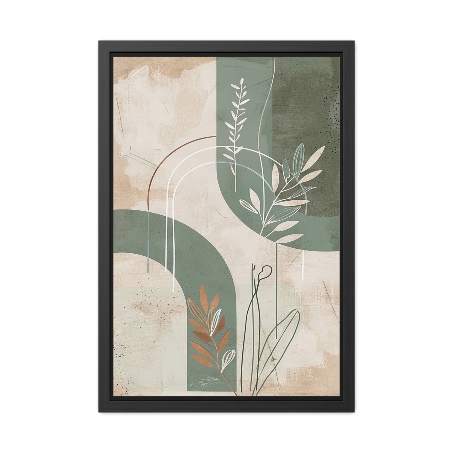 Modern Abstract Framed Poster | Minimalist Wall Art Print, Retro Botanical Design for Living Room & Office Décor