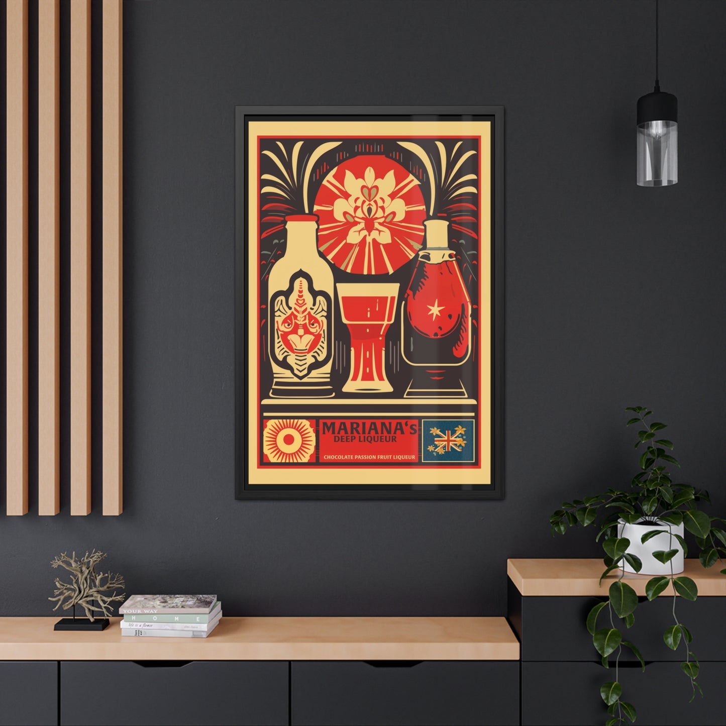 Vintage Liquor Poster - Mariana's Deep Liqueur - Chocolate Passion Fruit Liqueur Art Print Framed Posters