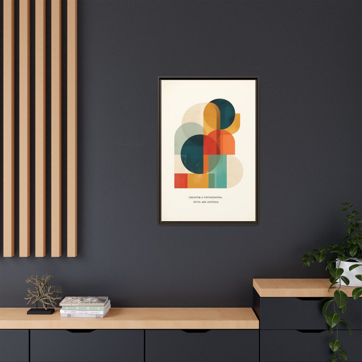 Creative Vision Framed Abstract Canvas Wall Art — Mid-Century Modern Geometric Design | Vintageanna