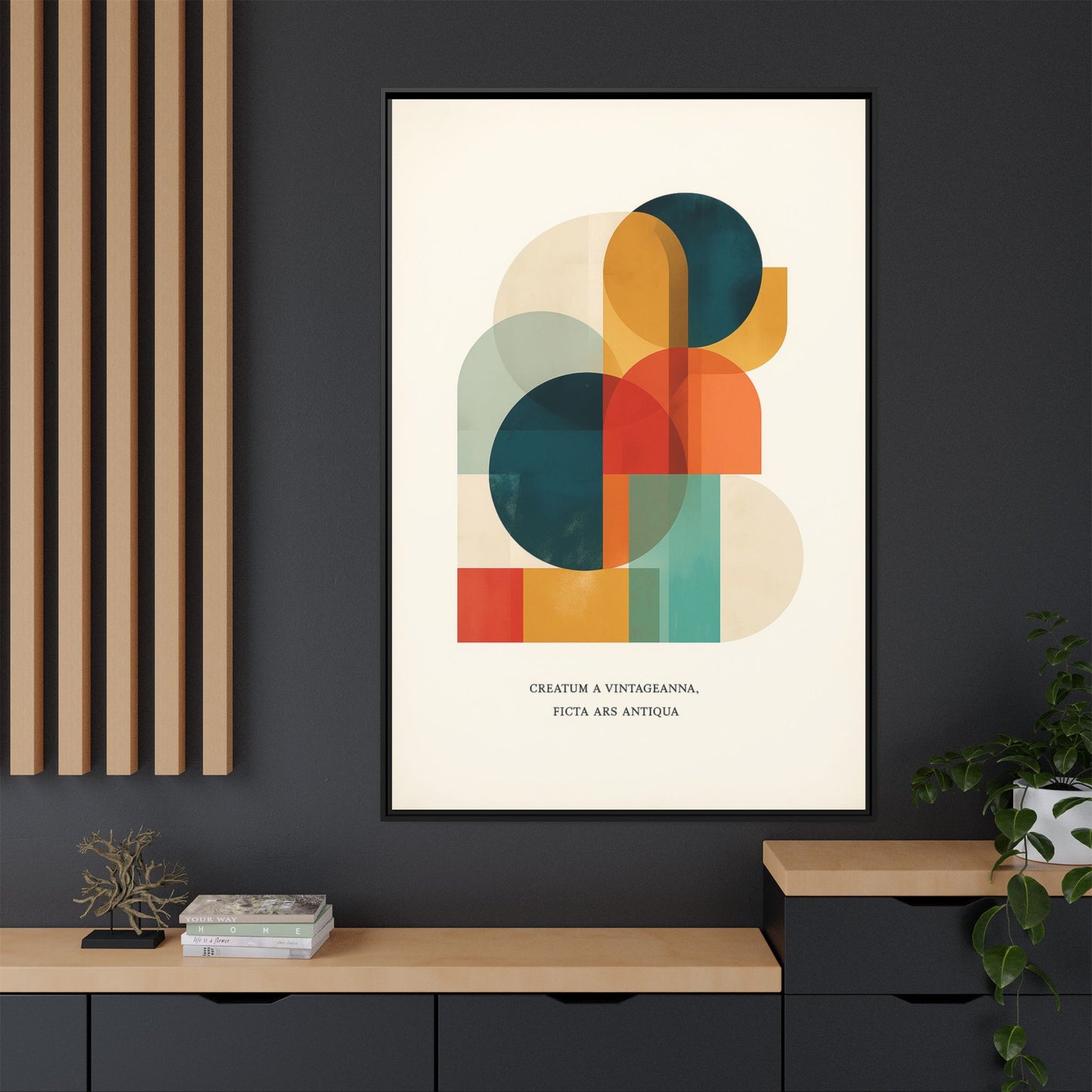 Creative Vision Framed Abstract Canvas Wall Art — Mid-Century Modern Geometric Design | Vintageanna