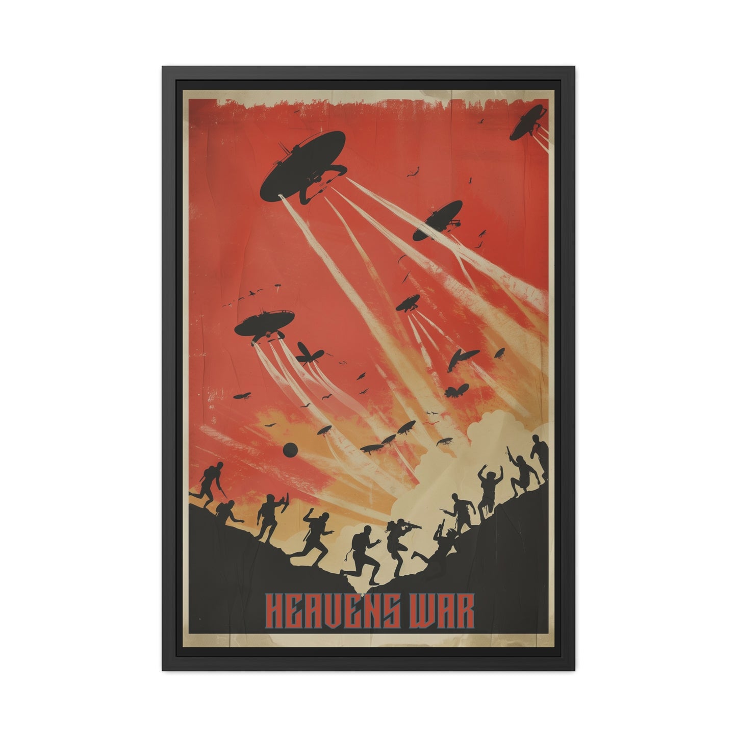 Vintage Sci-Fi Poster - 'Heavens War: Invasion from Above' Retro Apocalypse Artwork Framed Posters