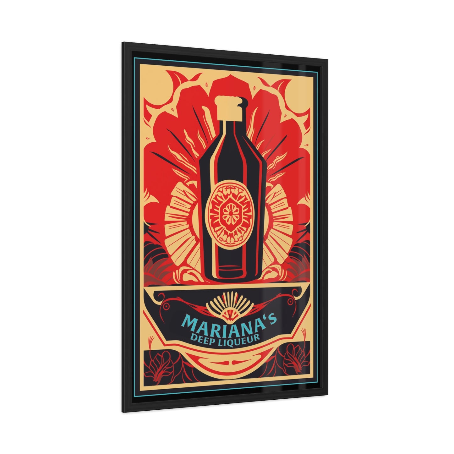 Mariana's Deep Liqueur Art Deco Poster - Exotic Elegance with Tropical Vibes Framed Posters
