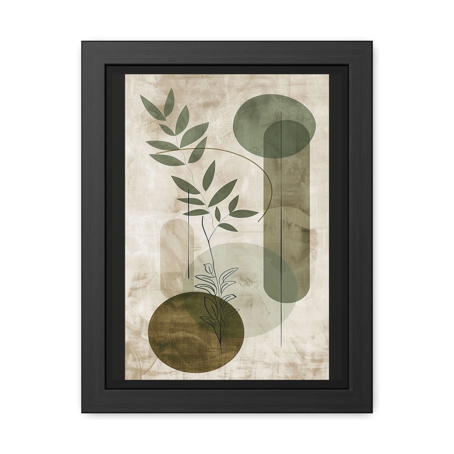 Modern Botanical Framed Poster | Minimalist Nature Wall Art Print, Contemporary Green Décor & Gift for Plant Lovers