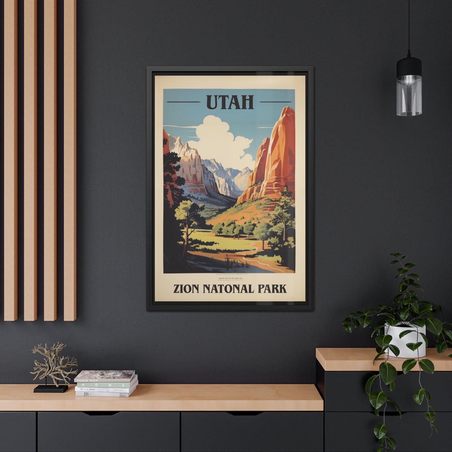 Vintage Utah Poster - Zion National Park Scenic Landscape Art Print Framed Posters