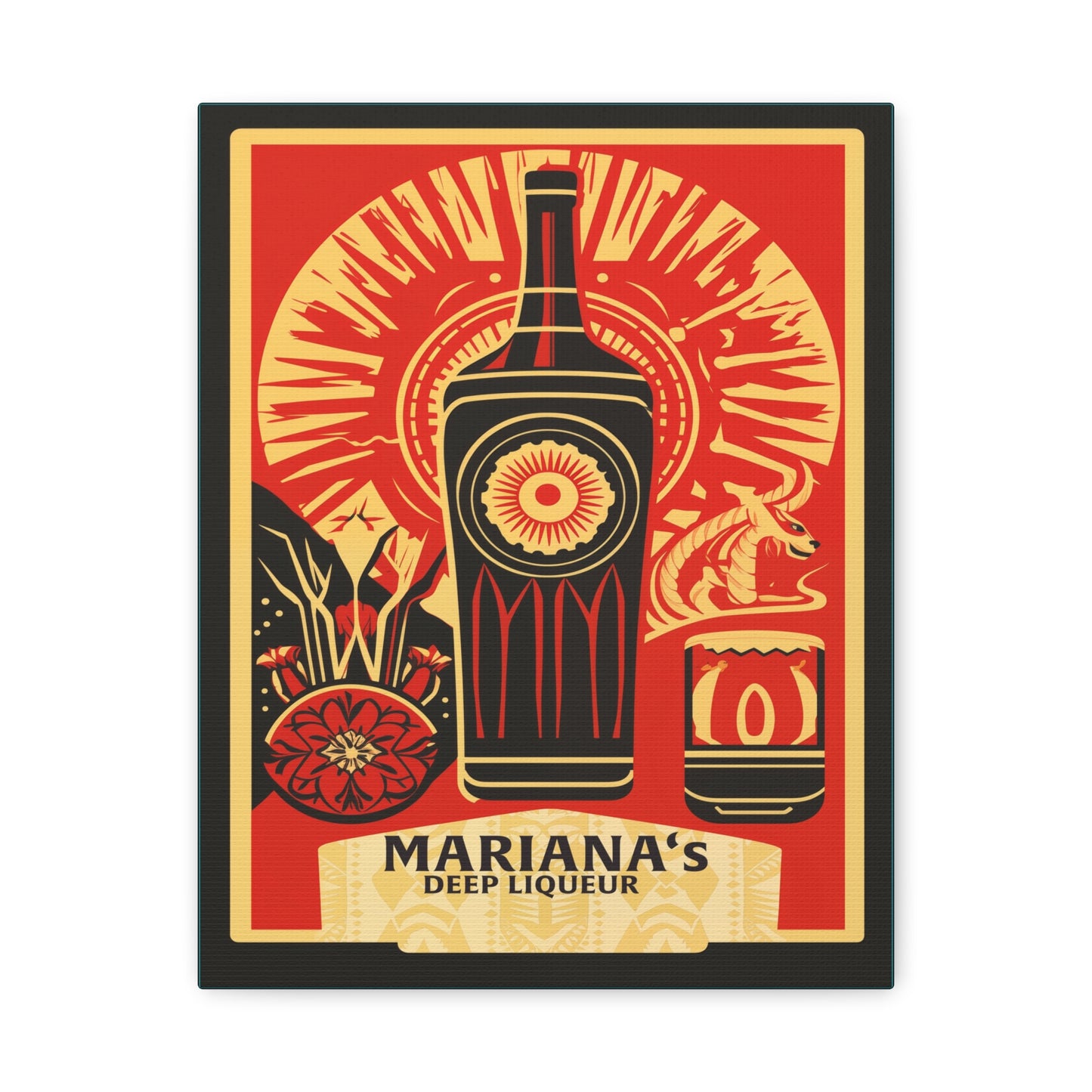 "Vintage Mariana's Deep Liqueur Dragon Poster - Frameless Stretched Matte Canvas Wall Art" Matte Canvas, Stretched, 1.25"