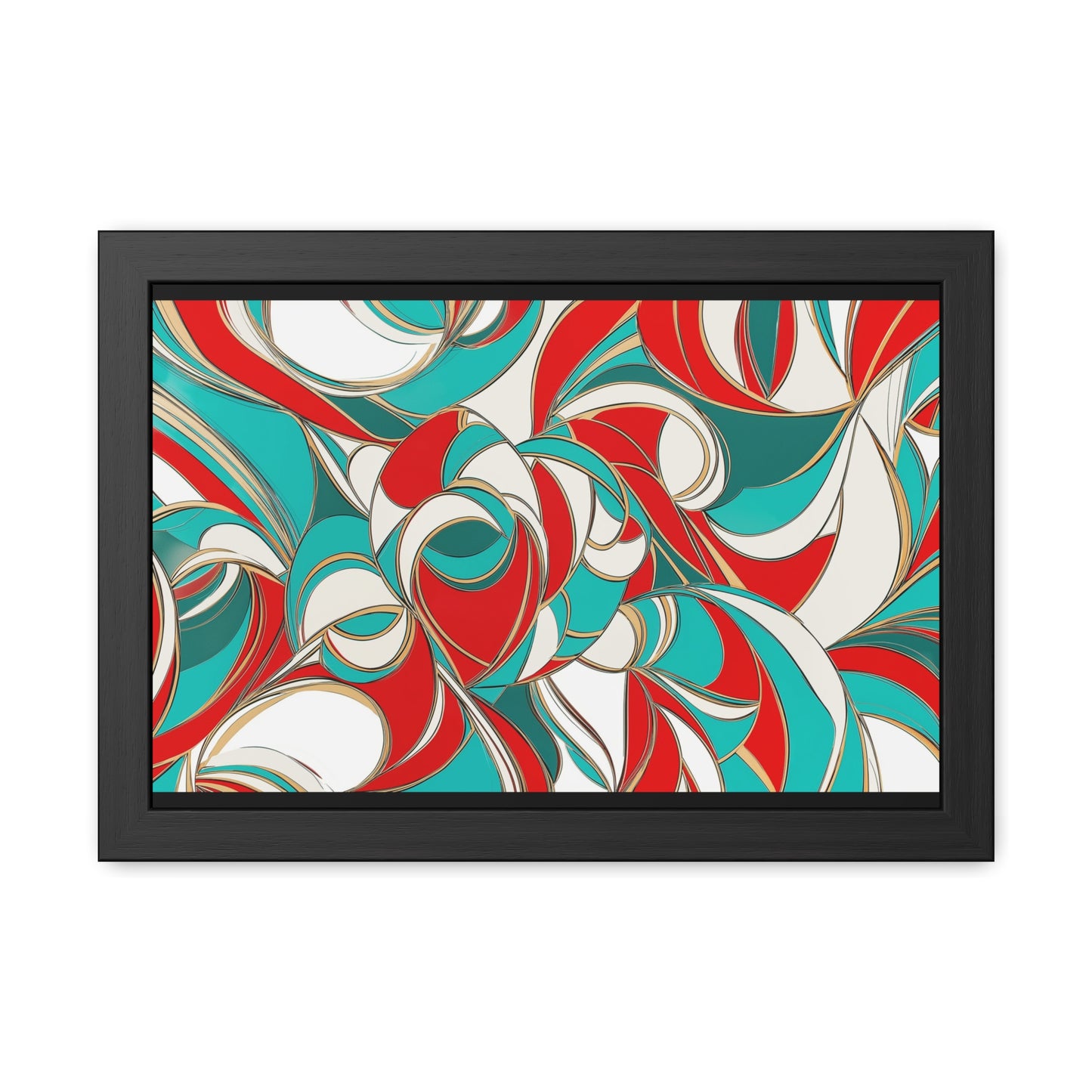 Modern Abstract Framed Poster, Red and Blue Wall Art, Geometric Decor for Contemporary Homes