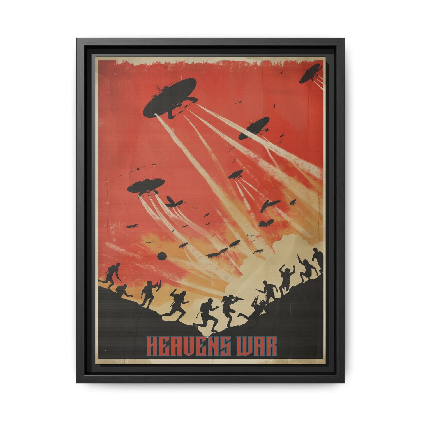 "Heavens War: Epic Alien Invasion Matte Canvas with Black Frame" Matte Canvas, Black Frame