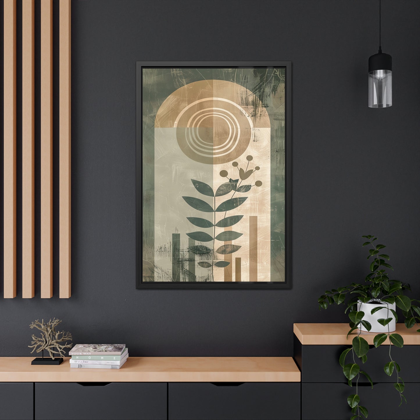 Modern Botanical Framed Poster | Minimalist Nature Wall Art Print, Contemporary Green Home Décor & Gift for Plant Lovers