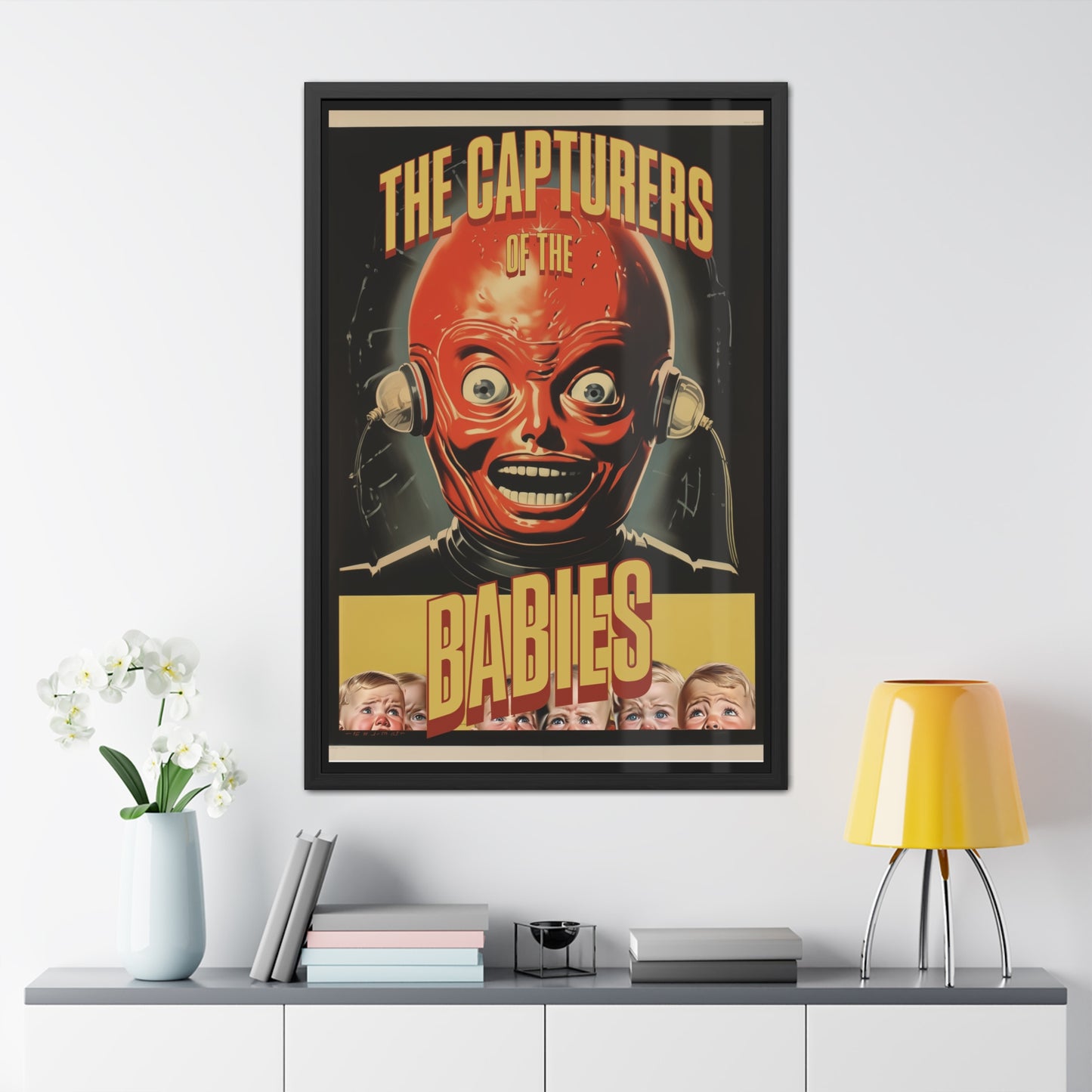 Vintage Sci-Fi Horror Poster - 'The Capturers of the Babies' Retro Thriller Art Framed Posters