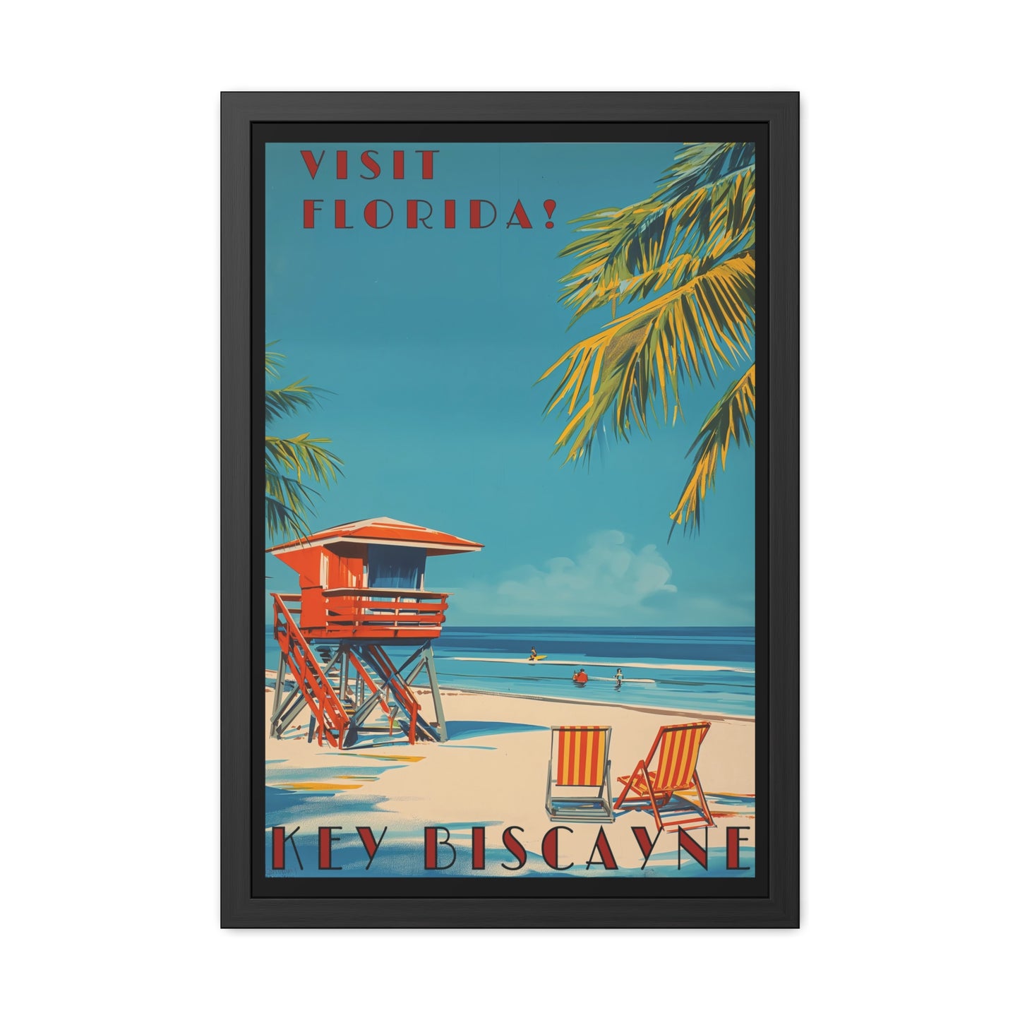 "Visit Florida - Key Biscayne Vintage Beach Framed Poster"