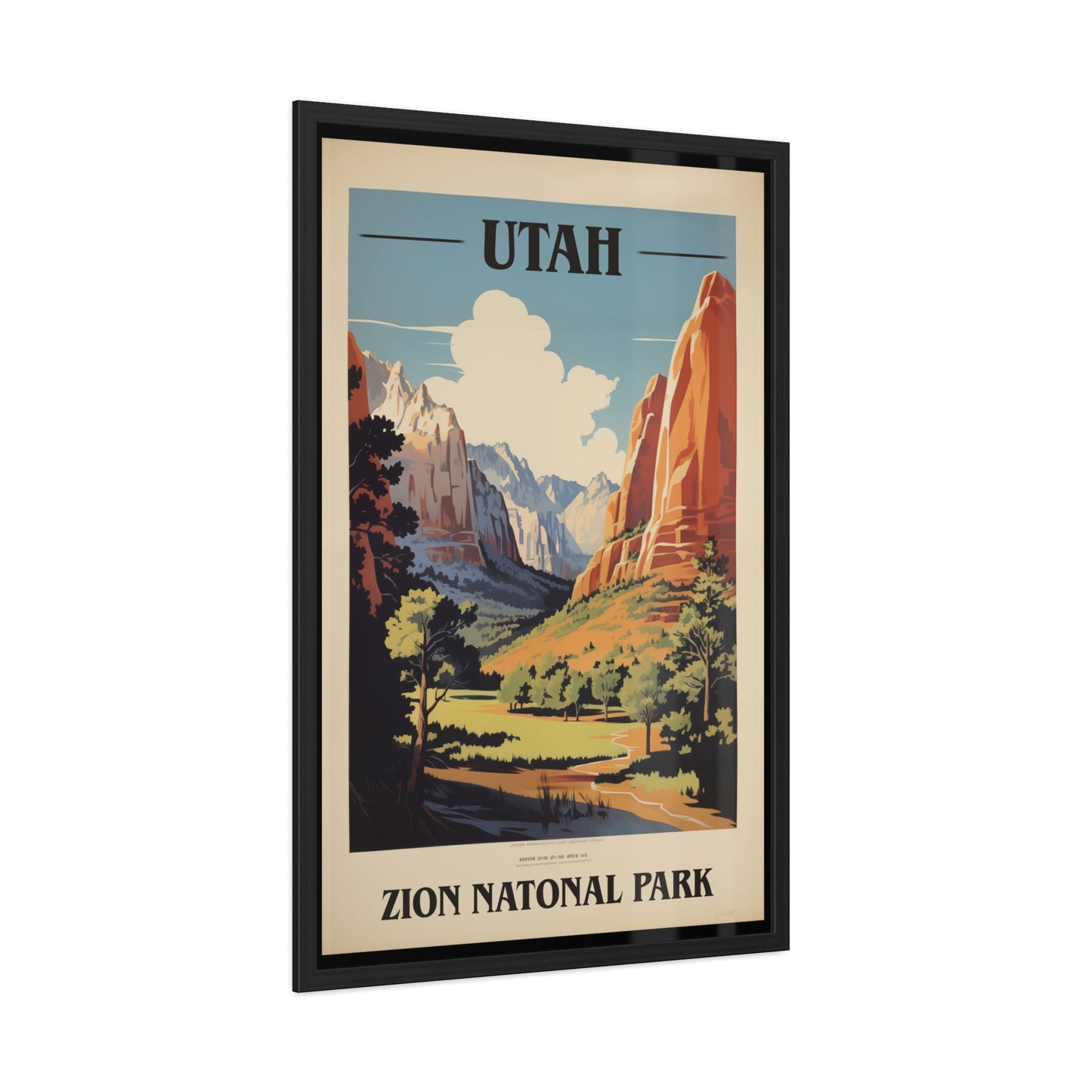 Vintage Utah Poster - Zion National Park Scenic Landscape Art Print Framed Posters