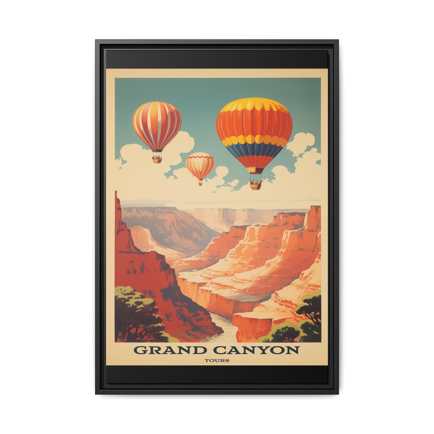 "Vintage Grand Canyon Balloon Tours Poster - Matte Canvas Wall Art with Black Frame" Matte Canvas, Black Frame