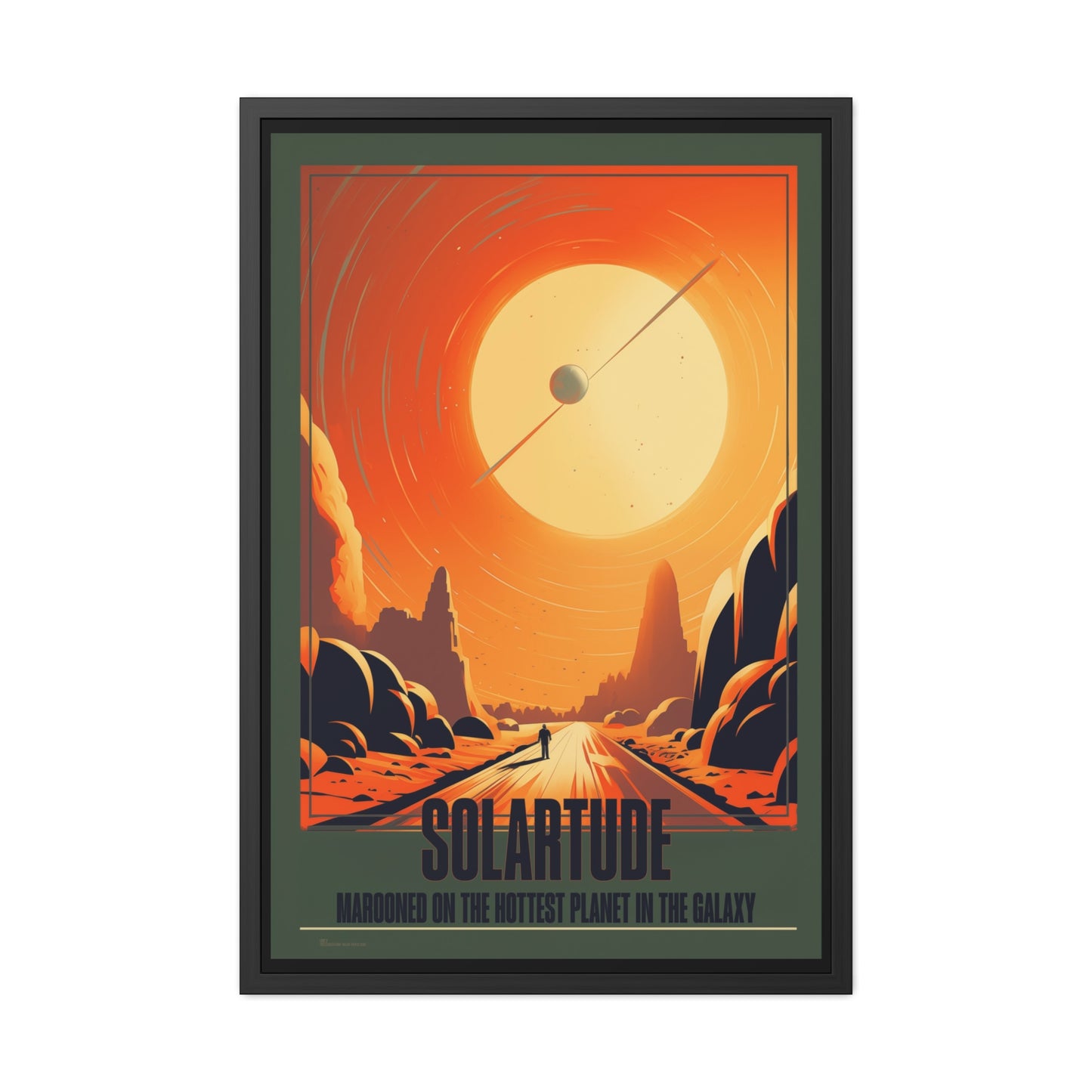 Vintage Sci-Fi Poster - 'Solartude: Marooned on the Hottest Planet' Retro Space Art Framed Posters