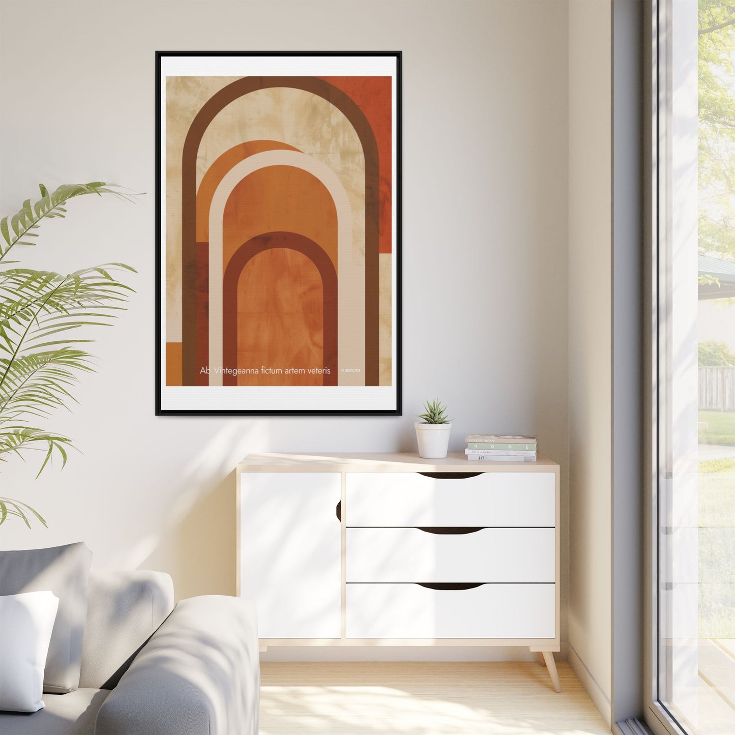 Abstract Arch Framed Canvas Wall Art — Mid-Century Modern Minimalist Decor | Vintageanna