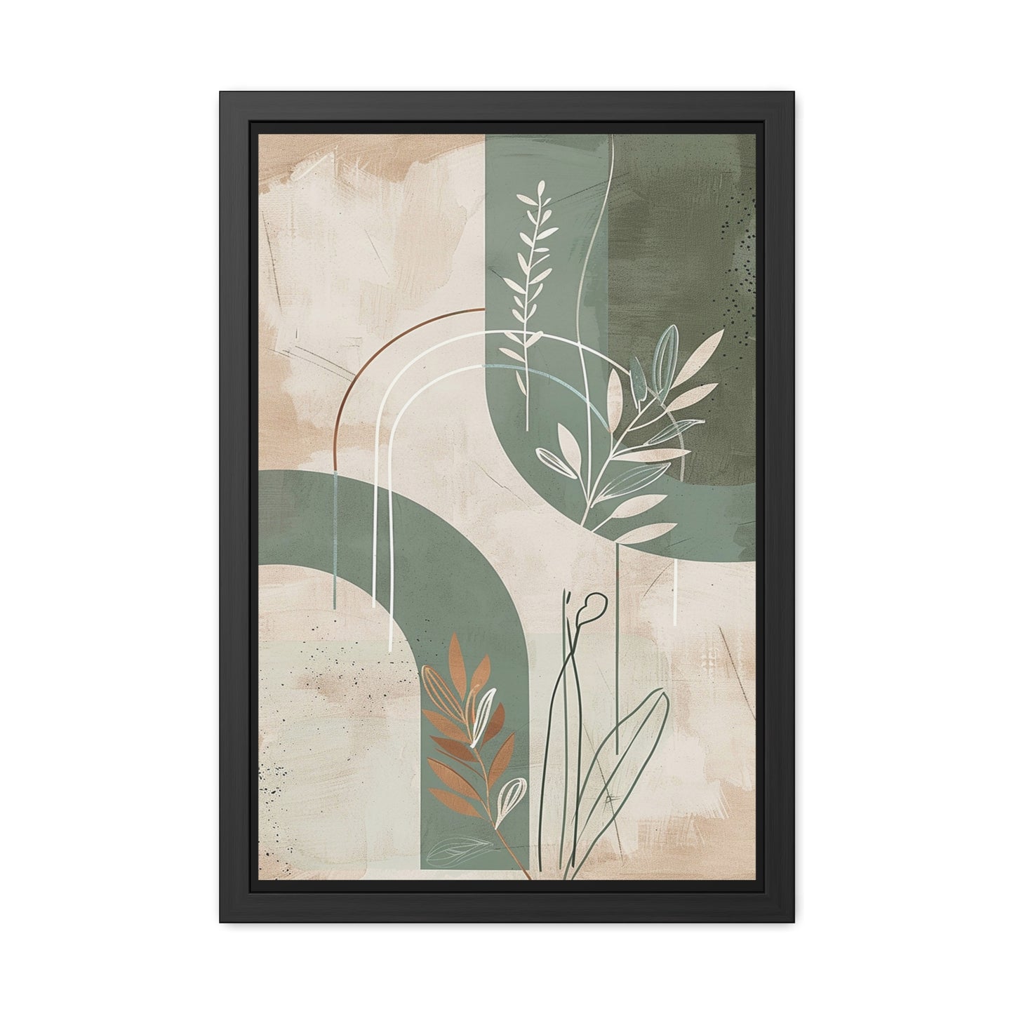 Modern Abstract Framed Poster | Minimalist Wall Art Print, Retro Botanical Design for Living Room & Office Décor