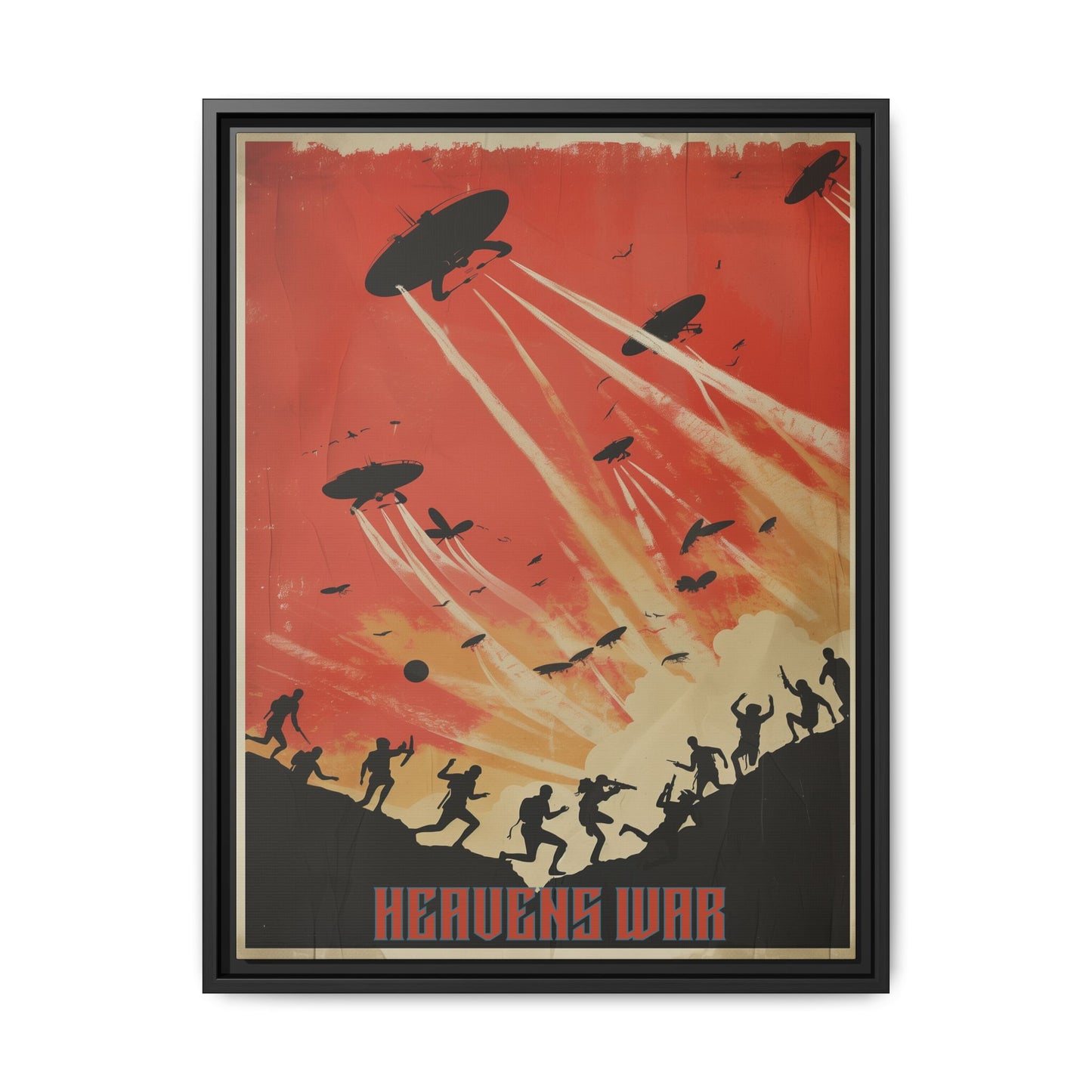 "Heavens War: Epic Alien Invasion Matte Canvas with Black Frame" Matte Canvas, Black Frame