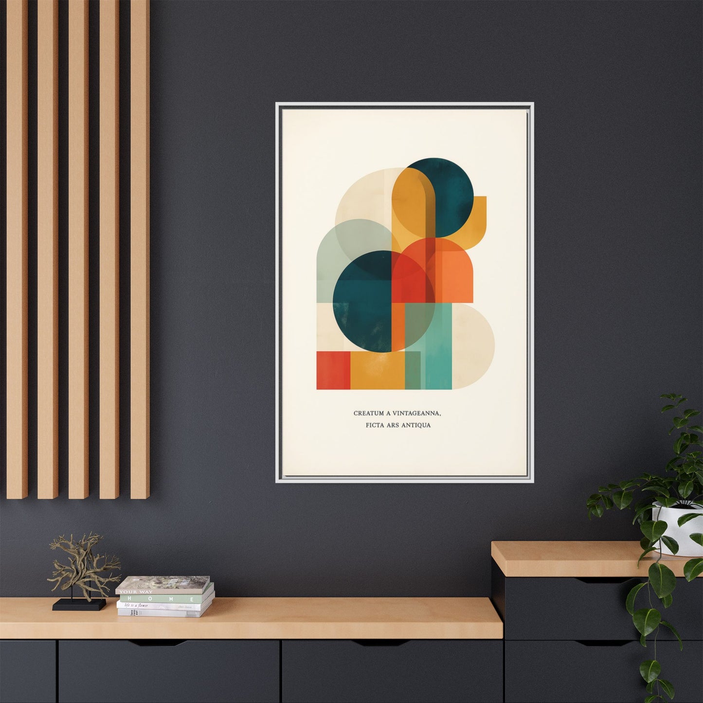 Creative Vision Framed Abstract Canvas Wall Art — Mid-Century Modern Geometric Design | Vintageanna