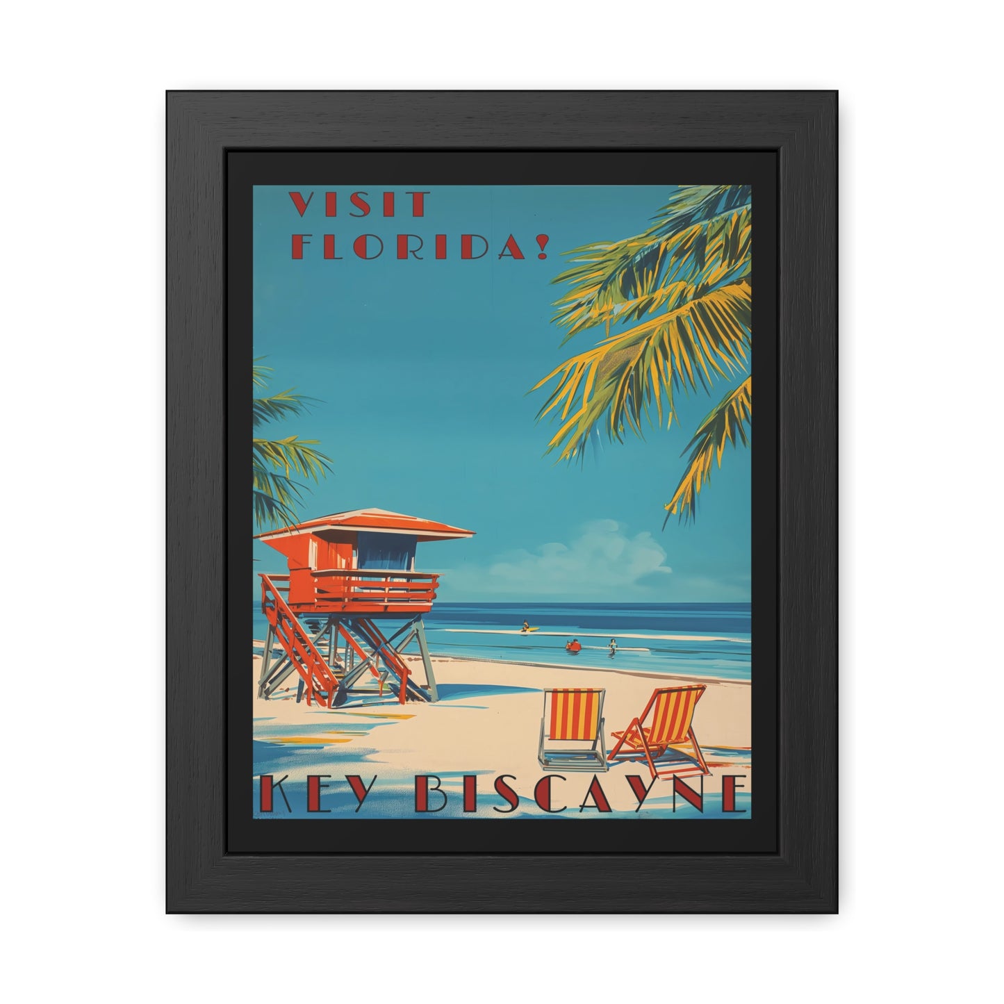"Visit Florida - Key Biscayne Vintage Beach Framed Poster"
