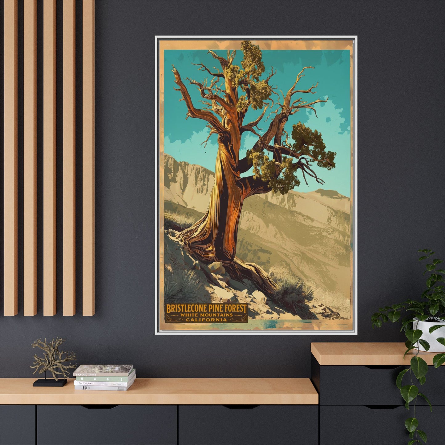 Bristlecone Pine Forest Framed Canvas Print — Vintage National Park Travel Poster