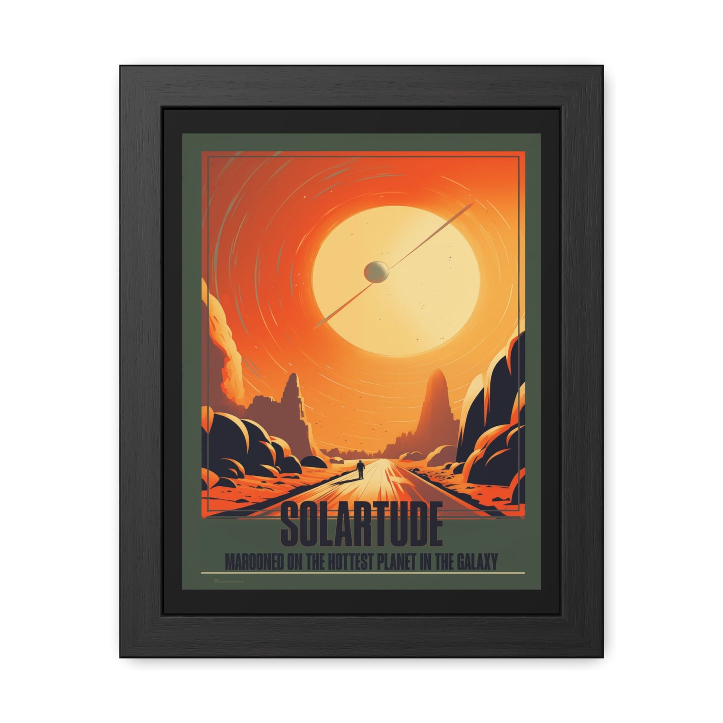 Vintage Sci-Fi Poster - 'Solartude: Marooned on the Hottest Planet' Retro Space Art Framed Posters