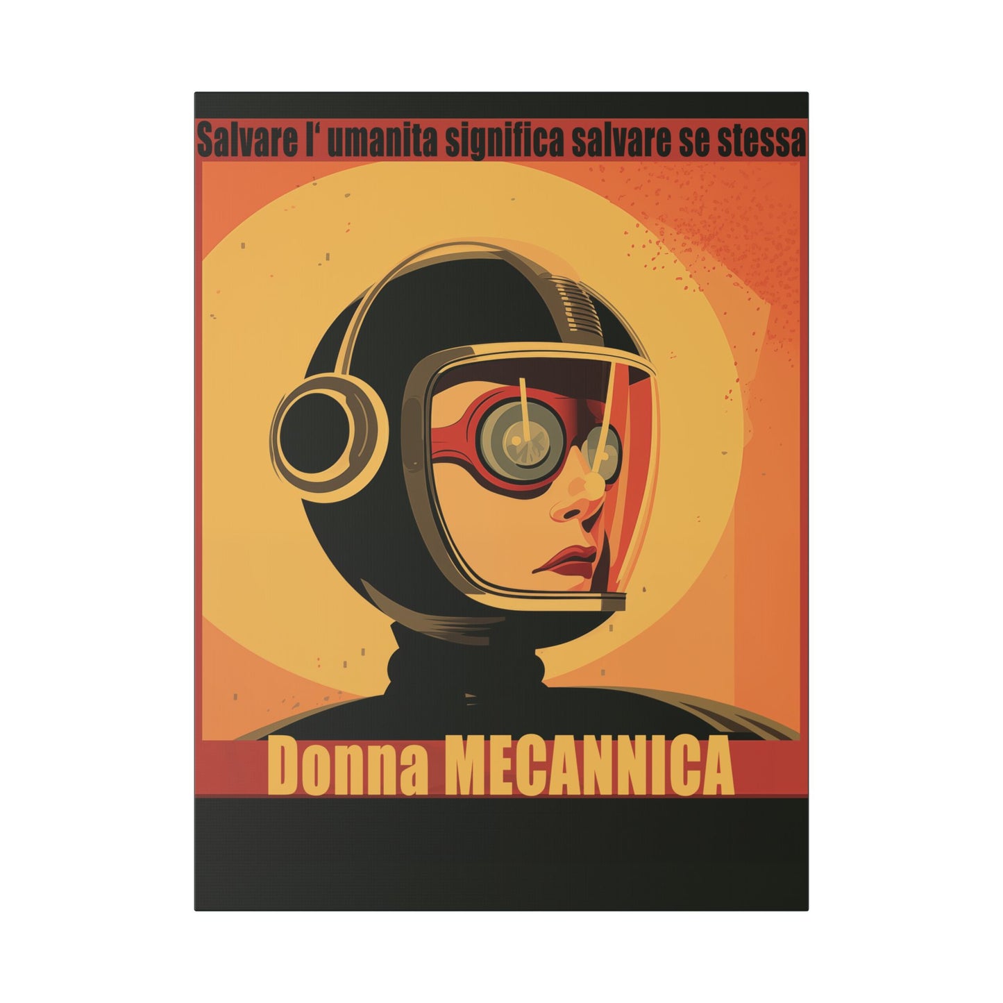 “Vintage Italian Sci-Fi Wall Art Print – Donna Meccanica Retro Futuristic Space Canvas ”Classic Stretched Canvas