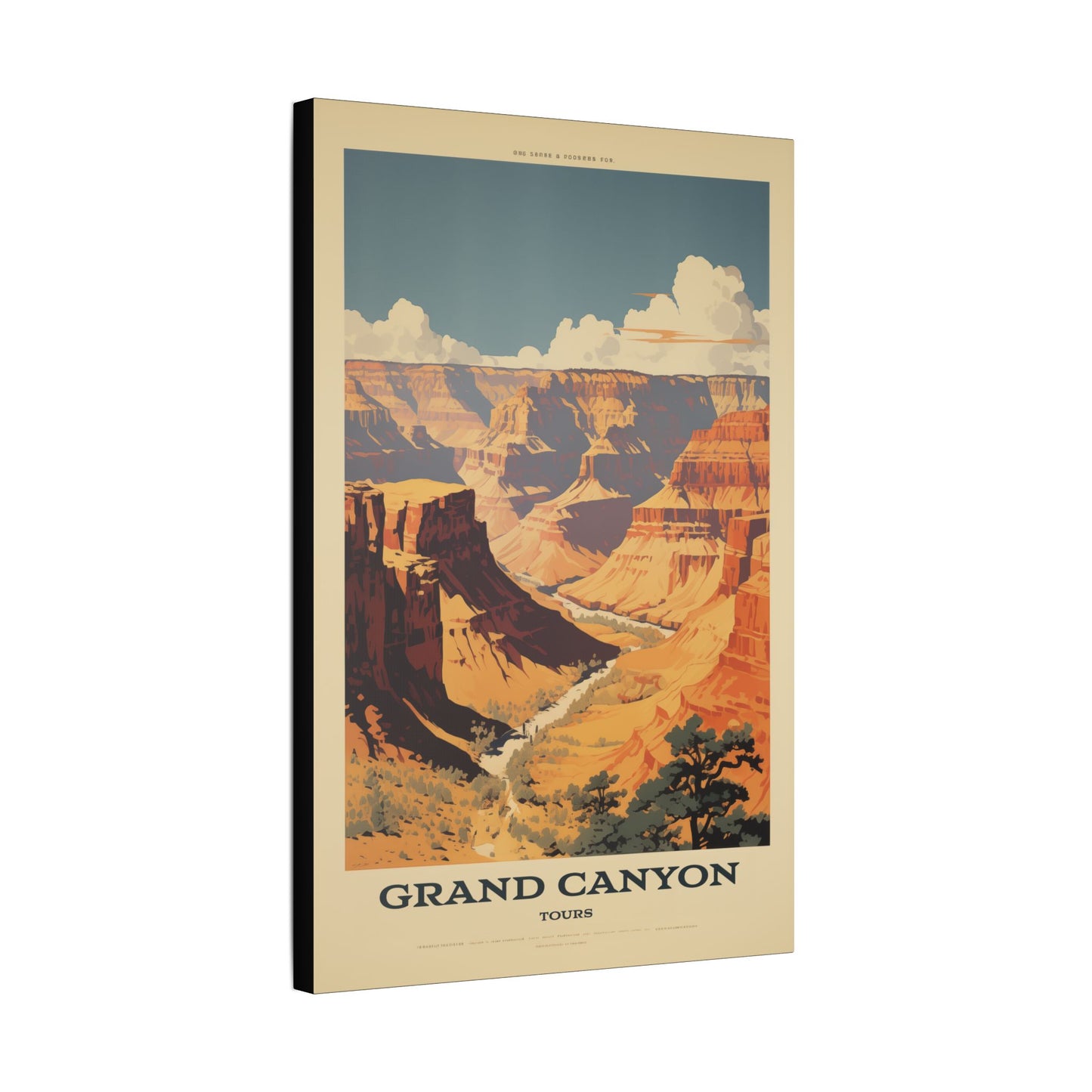 "Vintage Grand Canyon Poster - Iconic Canyon Landscape Retro Travel Art", Classic Stretched Canvas
