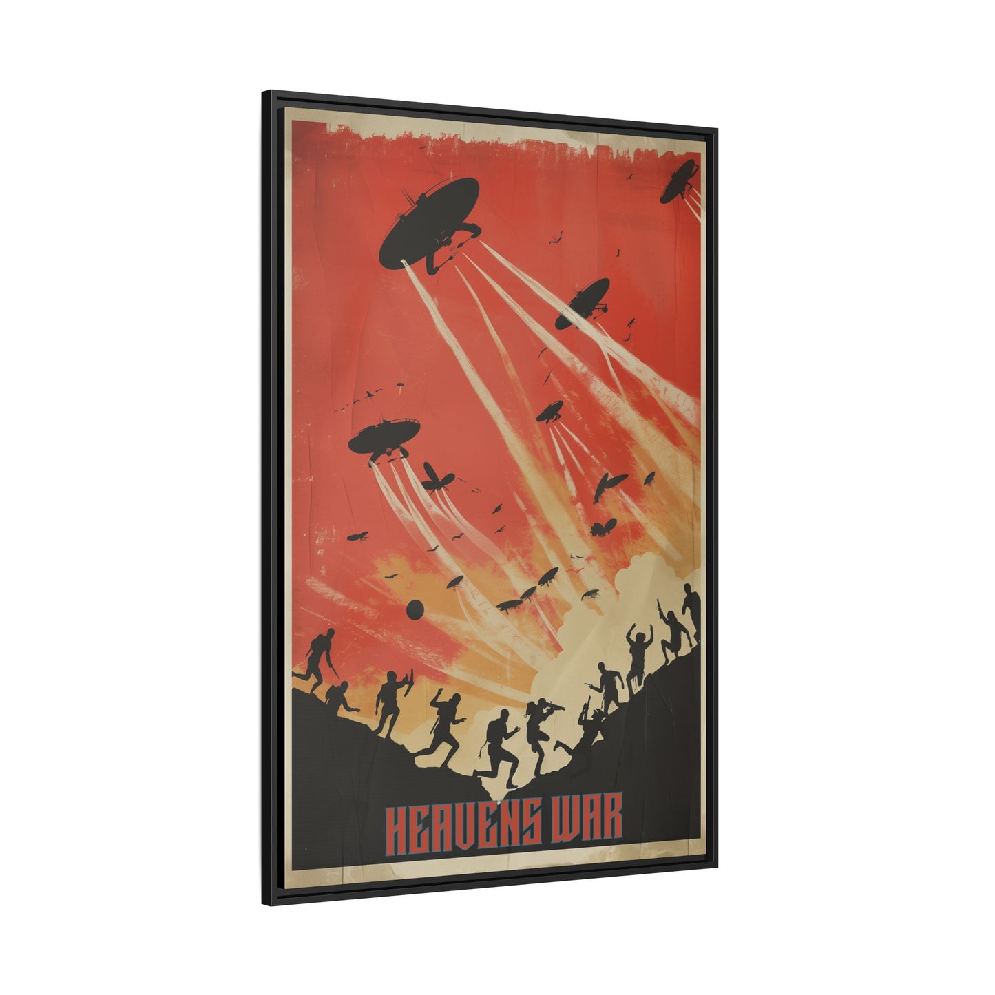 "Heavens War: Epic Alien Invasion Matte Canvas with Black Frame" Matte Canvas, Black Frame
