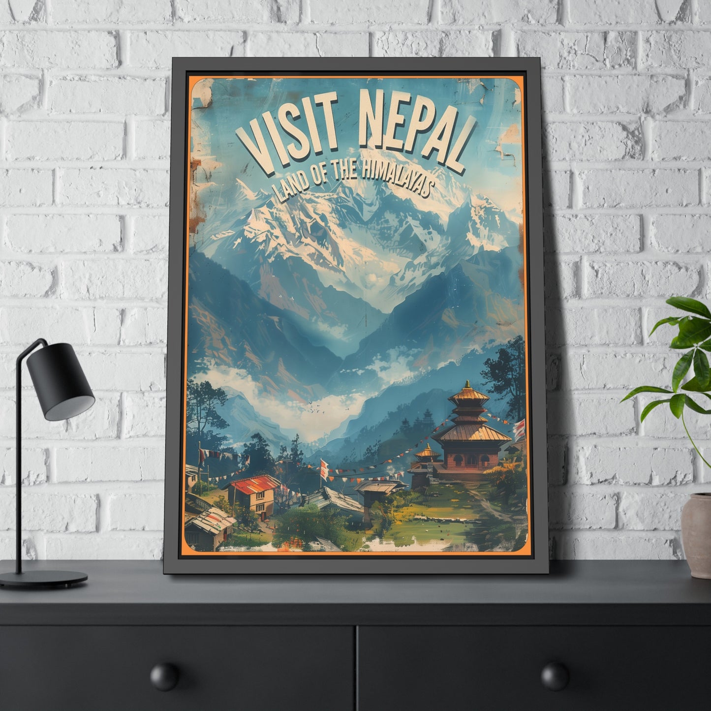 Visit Nepal Vintage Travel Poster — Framed Paper Poster