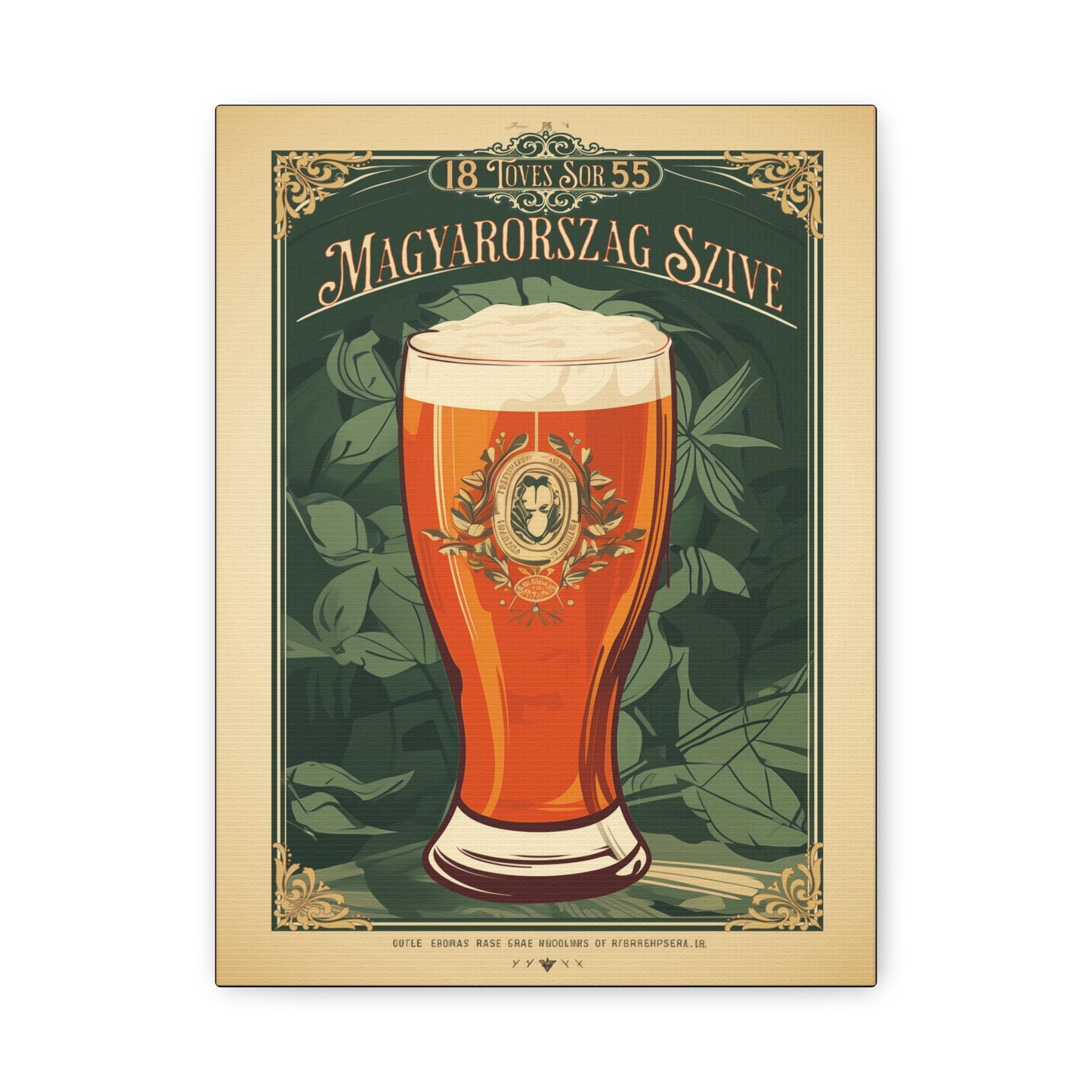 "Vintage Hungarian Beer Poster - Magyarország Szíve Frameless Stretched Matte Canvas" Matte Canvas, Stretched, 1.25"