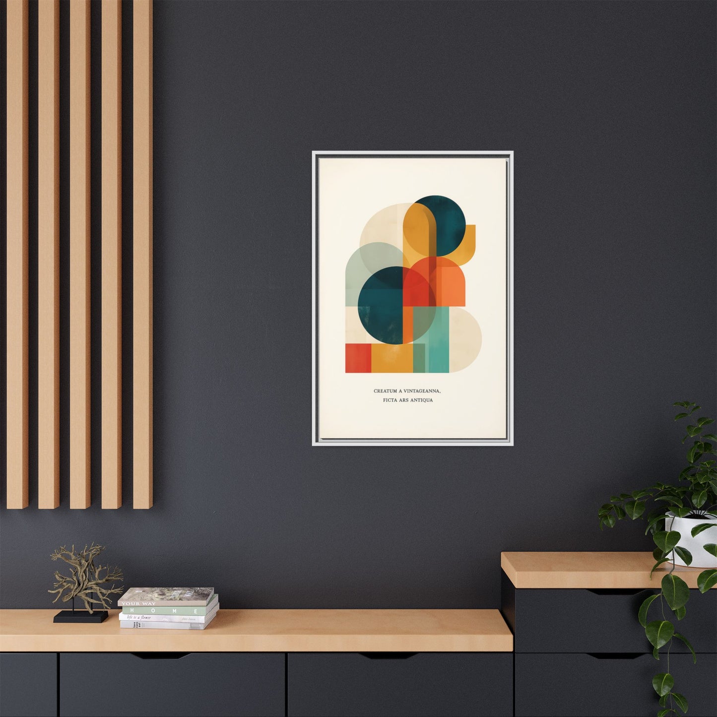 Creative Vision Framed Abstract Canvas Wall Art — Mid-Century Modern Geometric Design | Vintageanna
