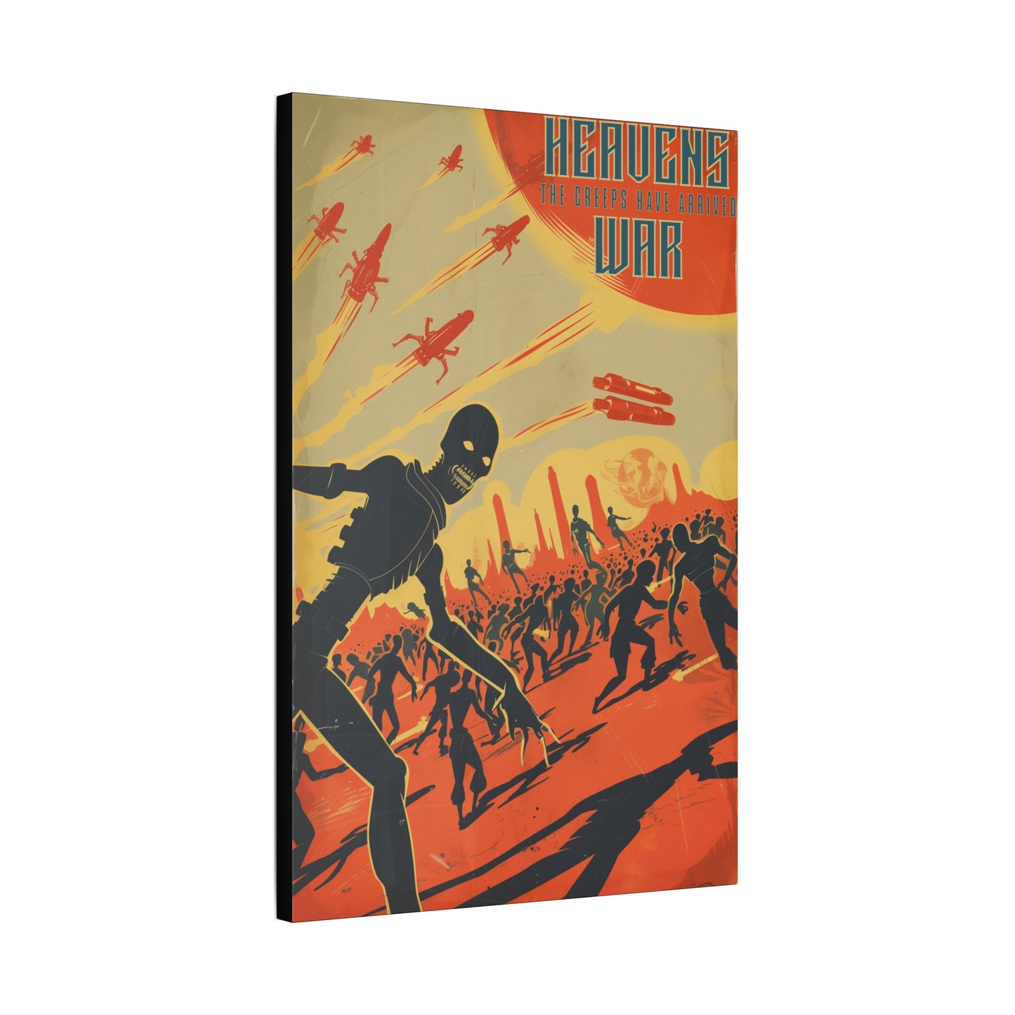"Vintage Sci-Fi Poster - 'Heavens War: The Creeps Have Arrived' Apocalyptic Artwork", SciFi, Classic Stretched Canvas