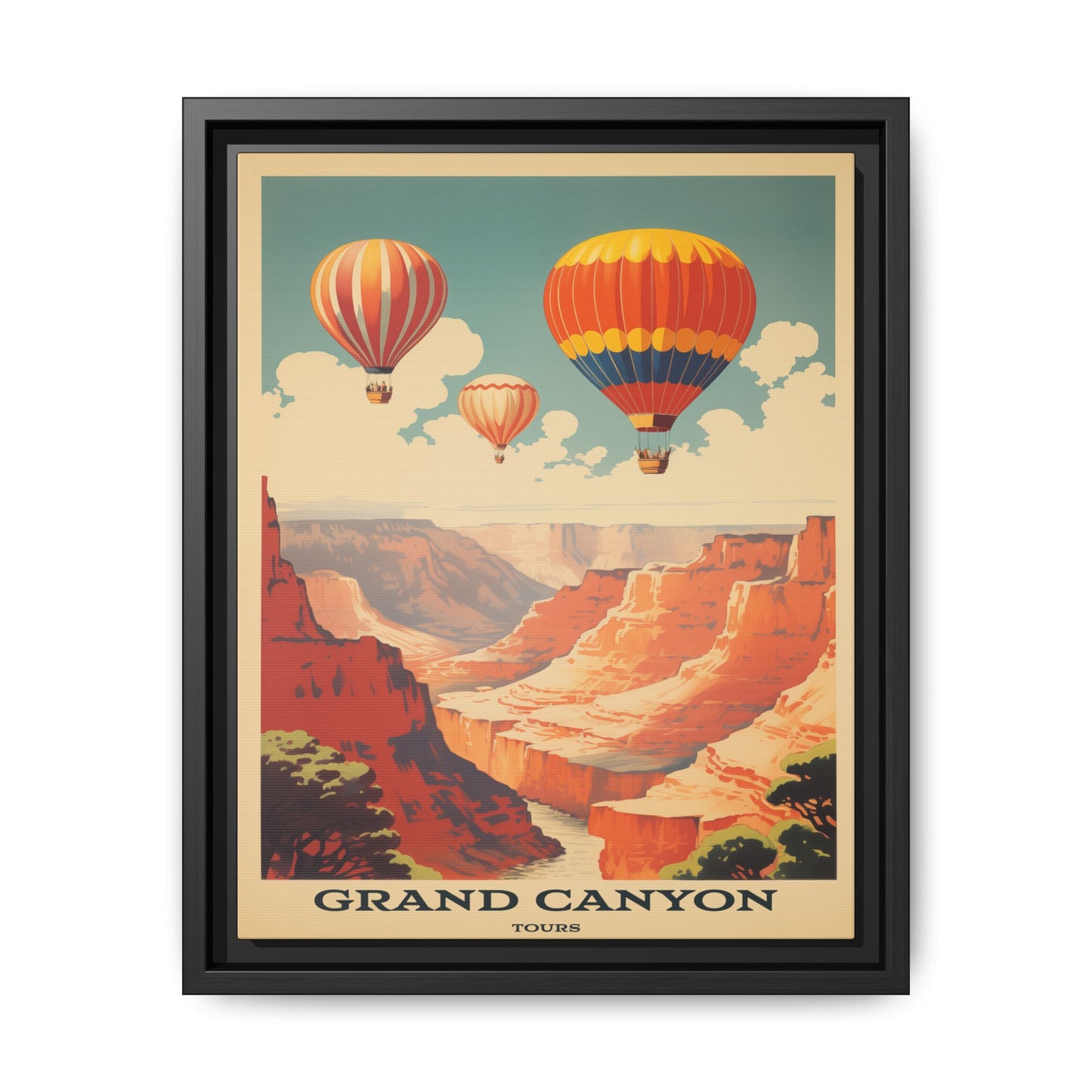 "Vintage Grand Canyon Balloon Tours Poster - Matte Canvas Wall Art with Black Frame" Matte Canvas, Black Frame