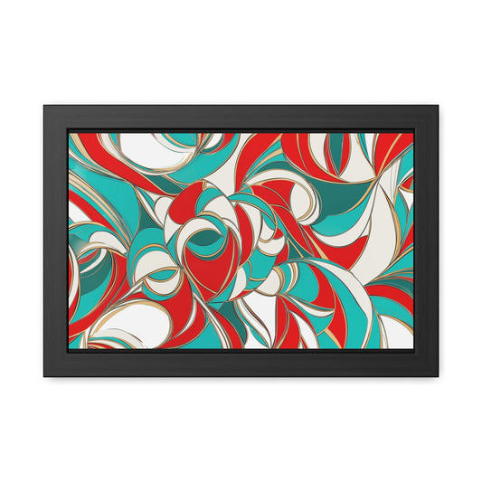 Modern Abstract Framed Poster, Red and Blue Wall Art, Geometric Decor for Contemporary Homes