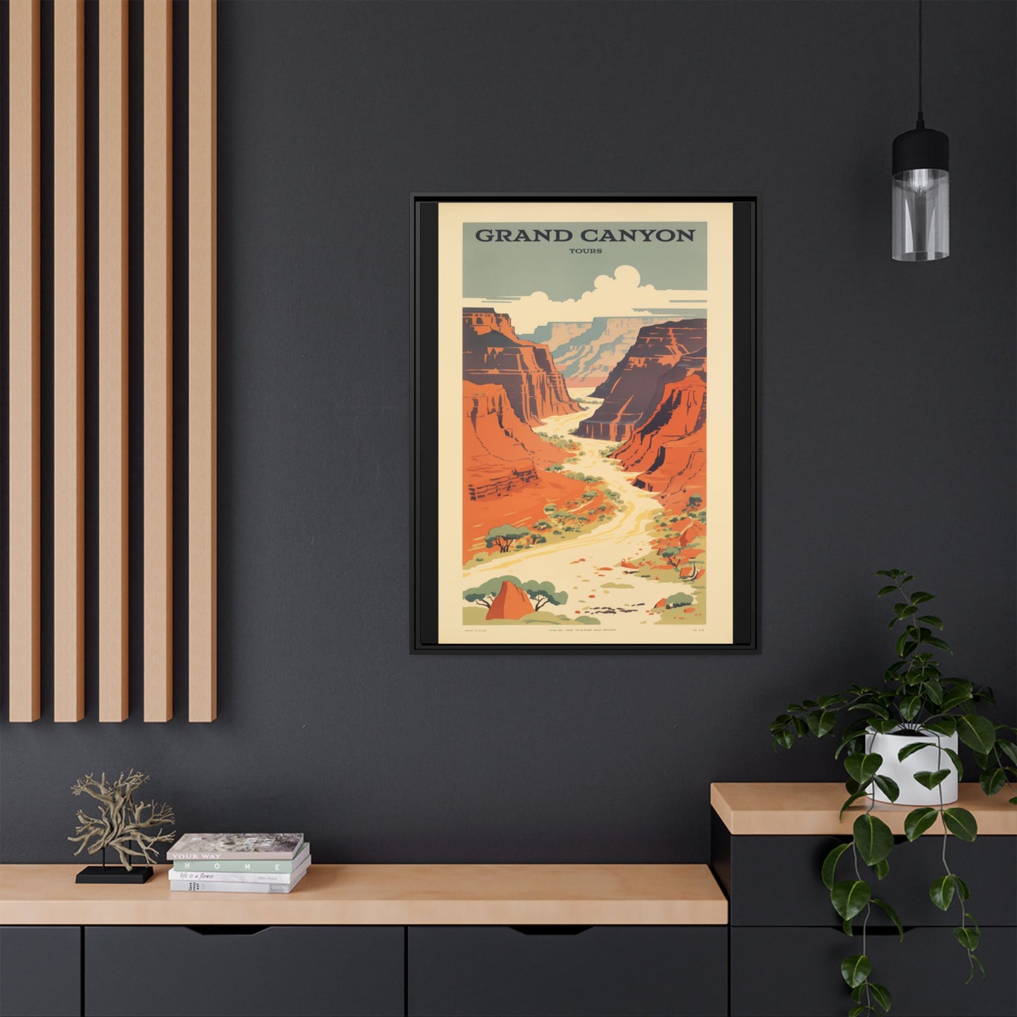 "Vintage Grand Canyon River Tours Poster - Matte Canvas Wall Art with Black Frame" Matte Canvas, Black Frame