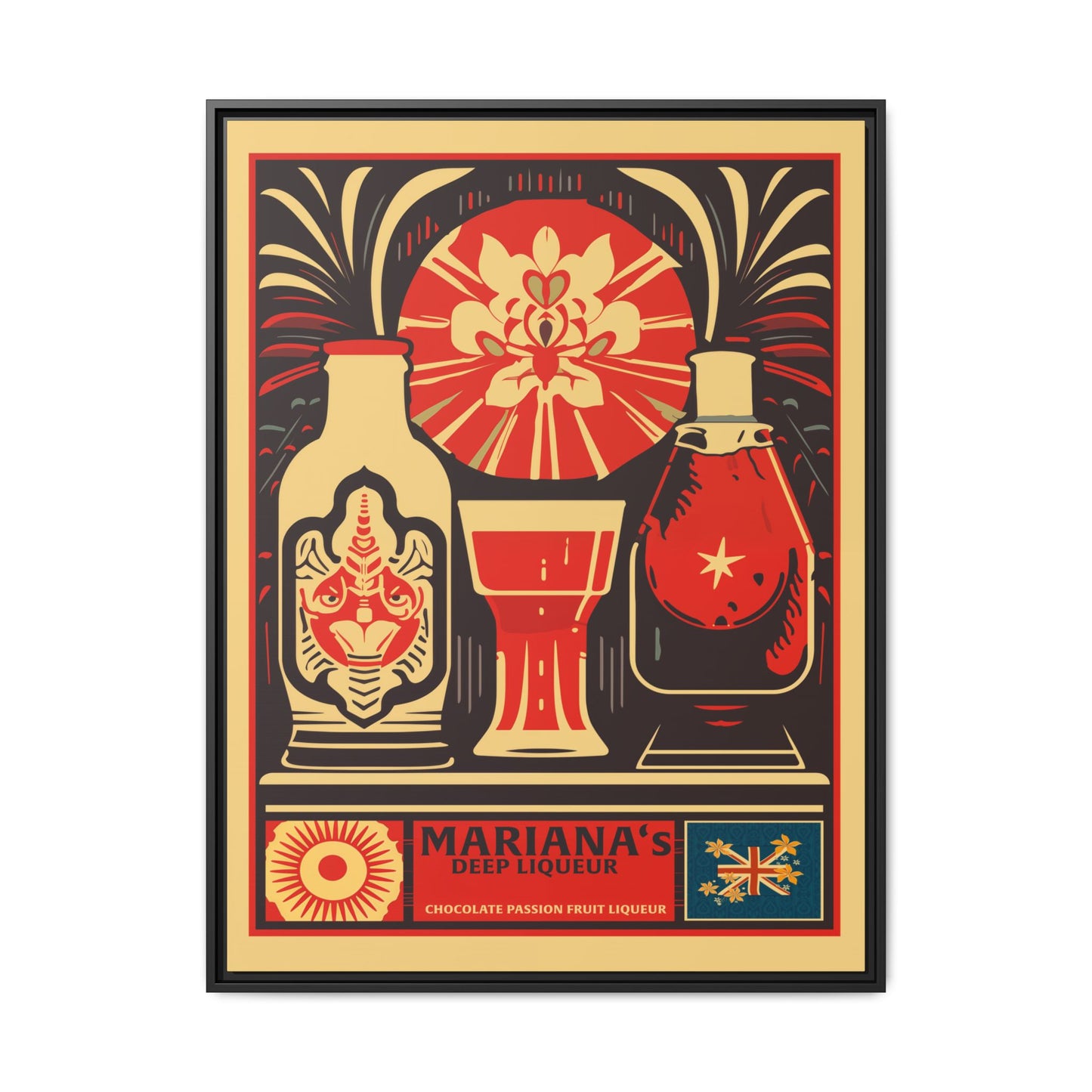 "Vintage Mariana's Chocolate Passion Fruit Liqueur Poster - Matte Canvas Wall Art with Black Frame" Matte Canvas, Black Frame