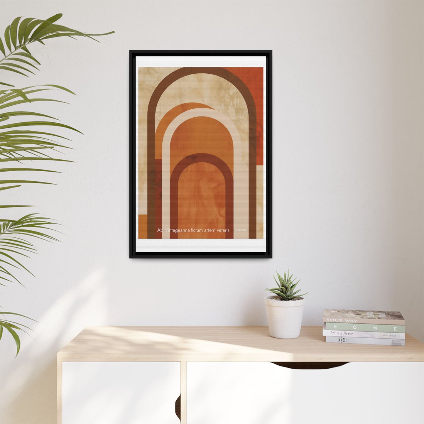 Abstract Arch Framed Canvas Wall Art — Mid-Century Modern Minimalist Decor | Vintageanna