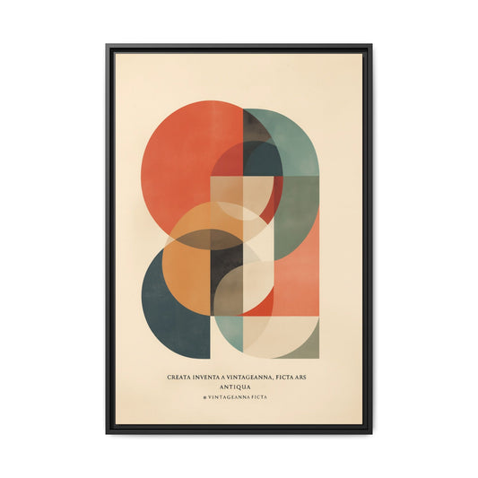 Framed Multi-Color Abstract Canvas Wall Art — Mid-Century Modern Geometric Design | Vintageanna