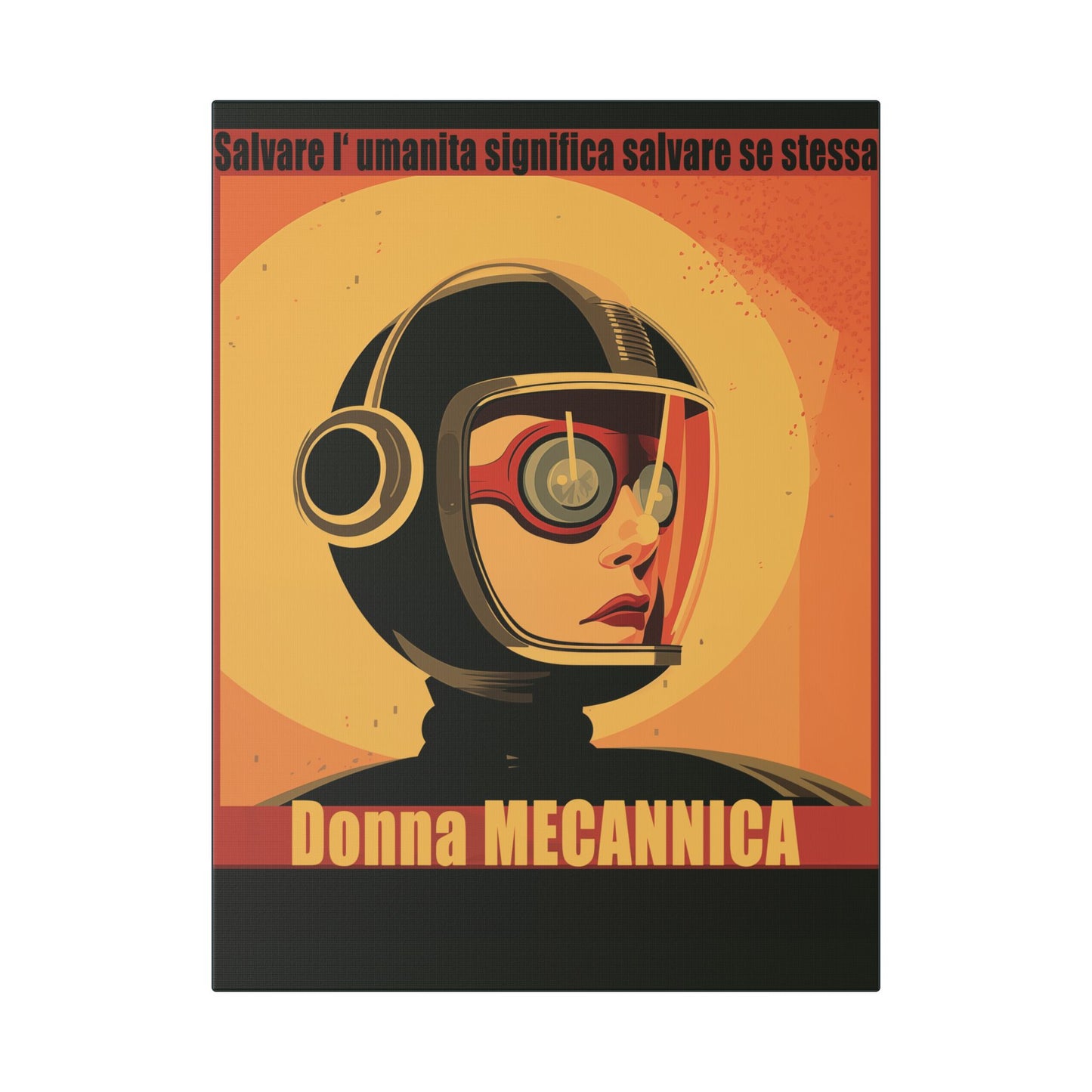 “Vintage Italian Sci-Fi Wall Art Print – Donna Meccanica Retro Futuristic Space Canvas ”Classic Stretched Canvas